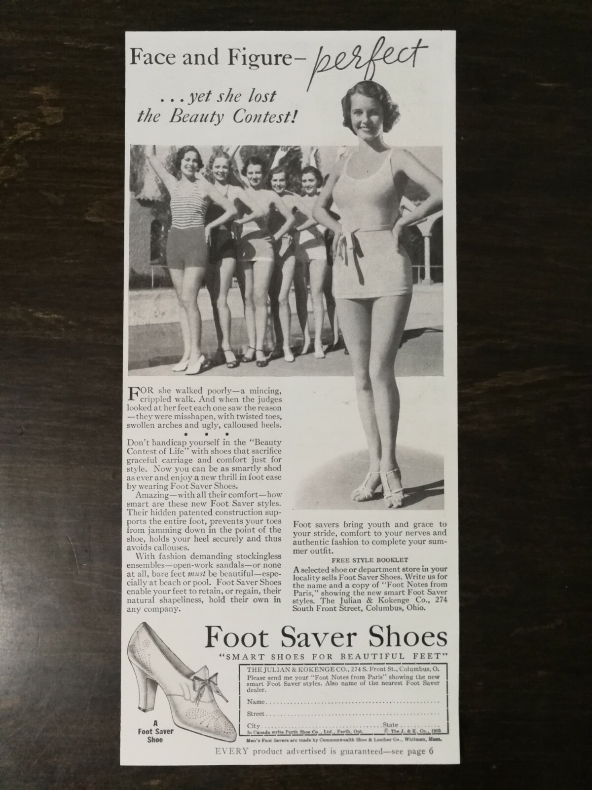 Vintage 1935 Foot Saver Women's Shoes Original Ad 122