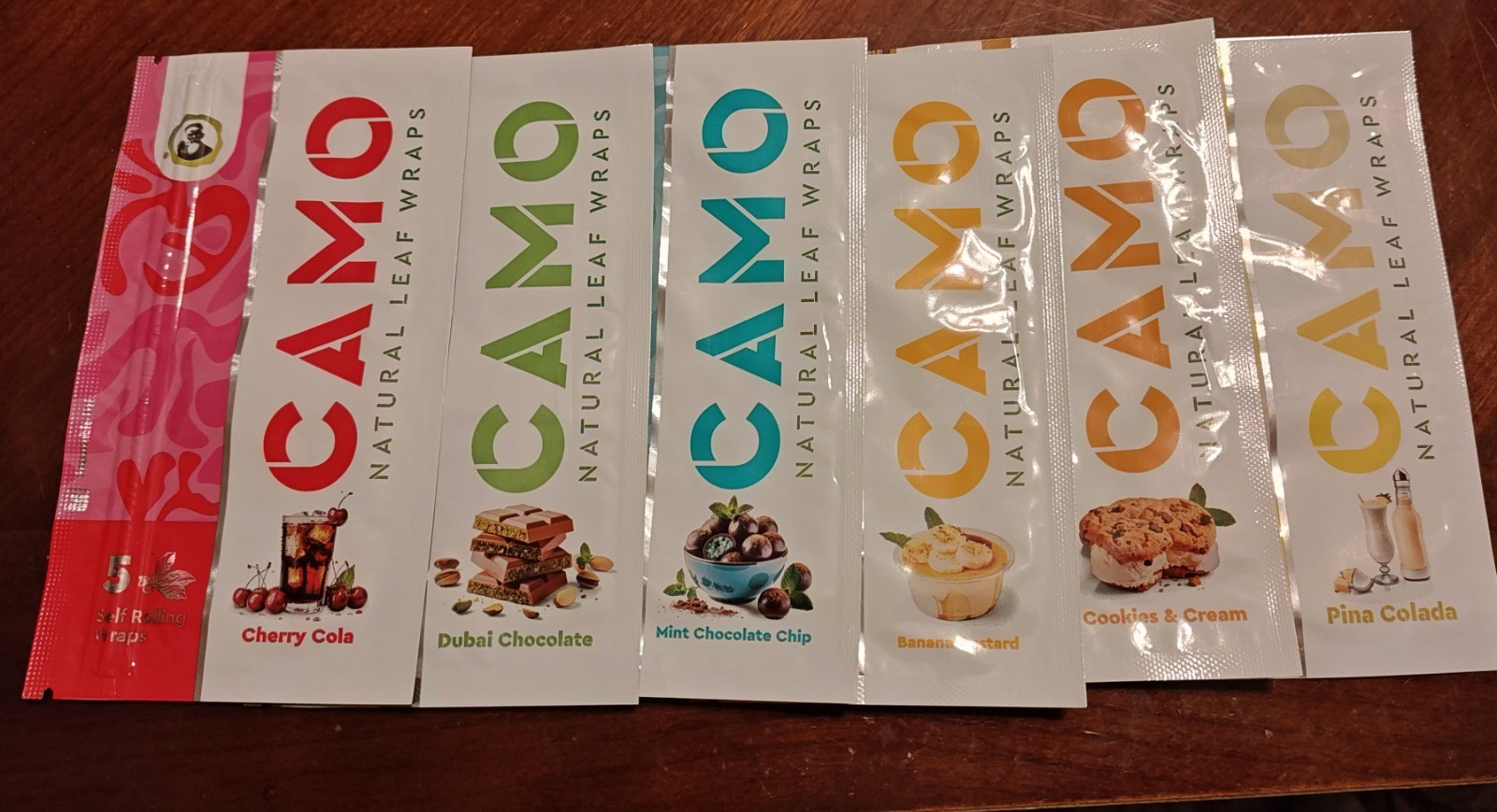 Camo Natural Leaf Herbal Wraps 6/5ct Packs Chamomile&Mate 30pc New Flavor Mix