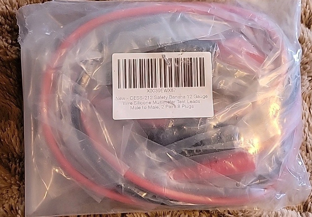 Cess212 Safety Banana Plug Male To Male Multimeter Test Leads 12 Gauge