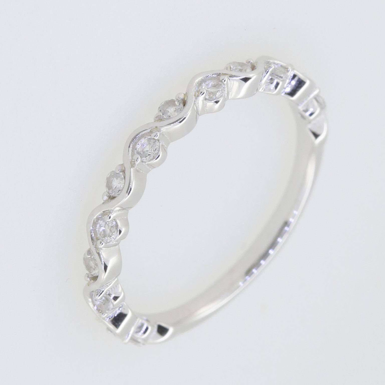 Sterling Silver Half Etnerity Band Rinng White Topaz