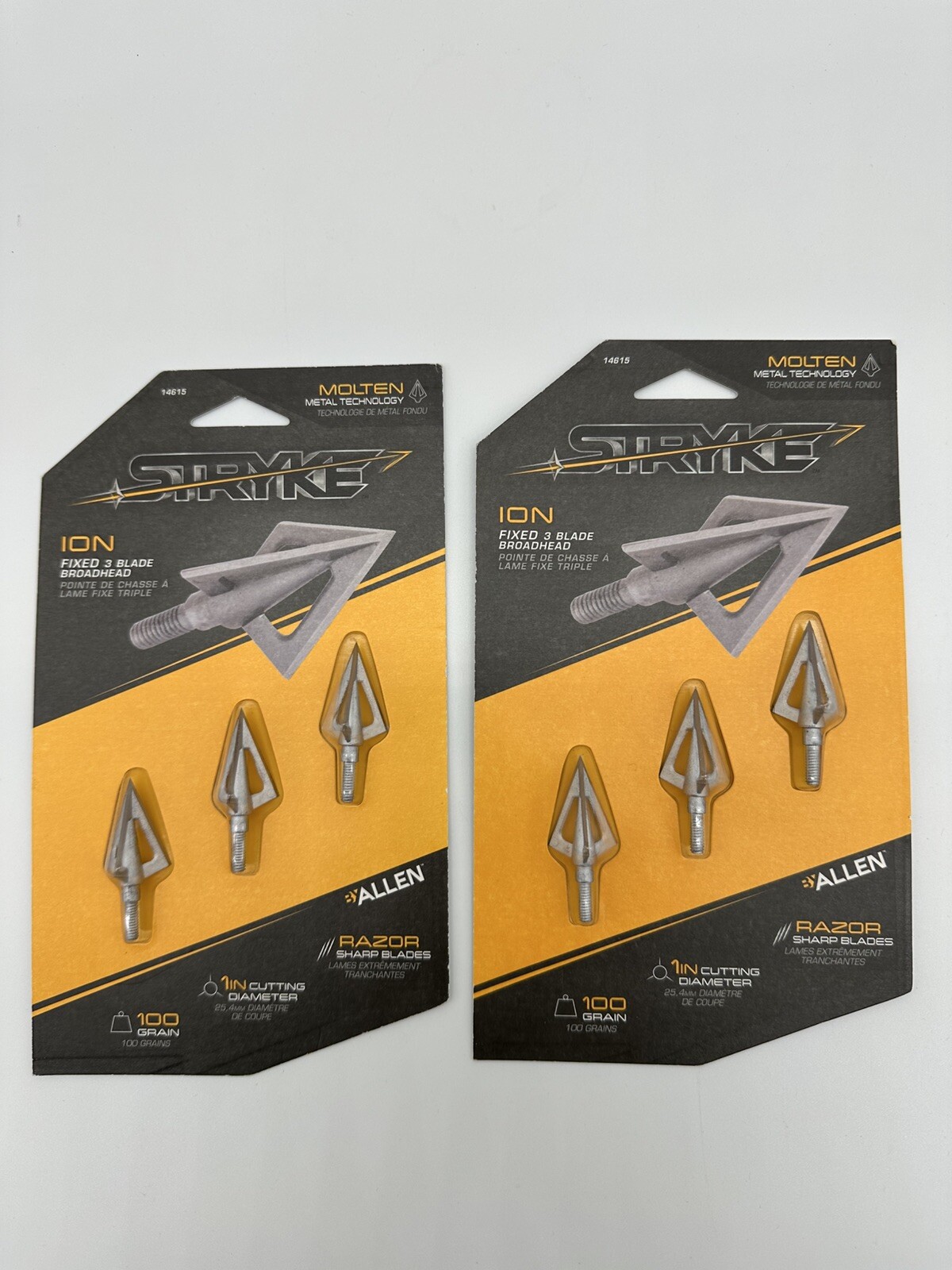 2x Stryke Ion Fixed 3 Blade Broadheads 100gr 3 Pk 1-in Cut