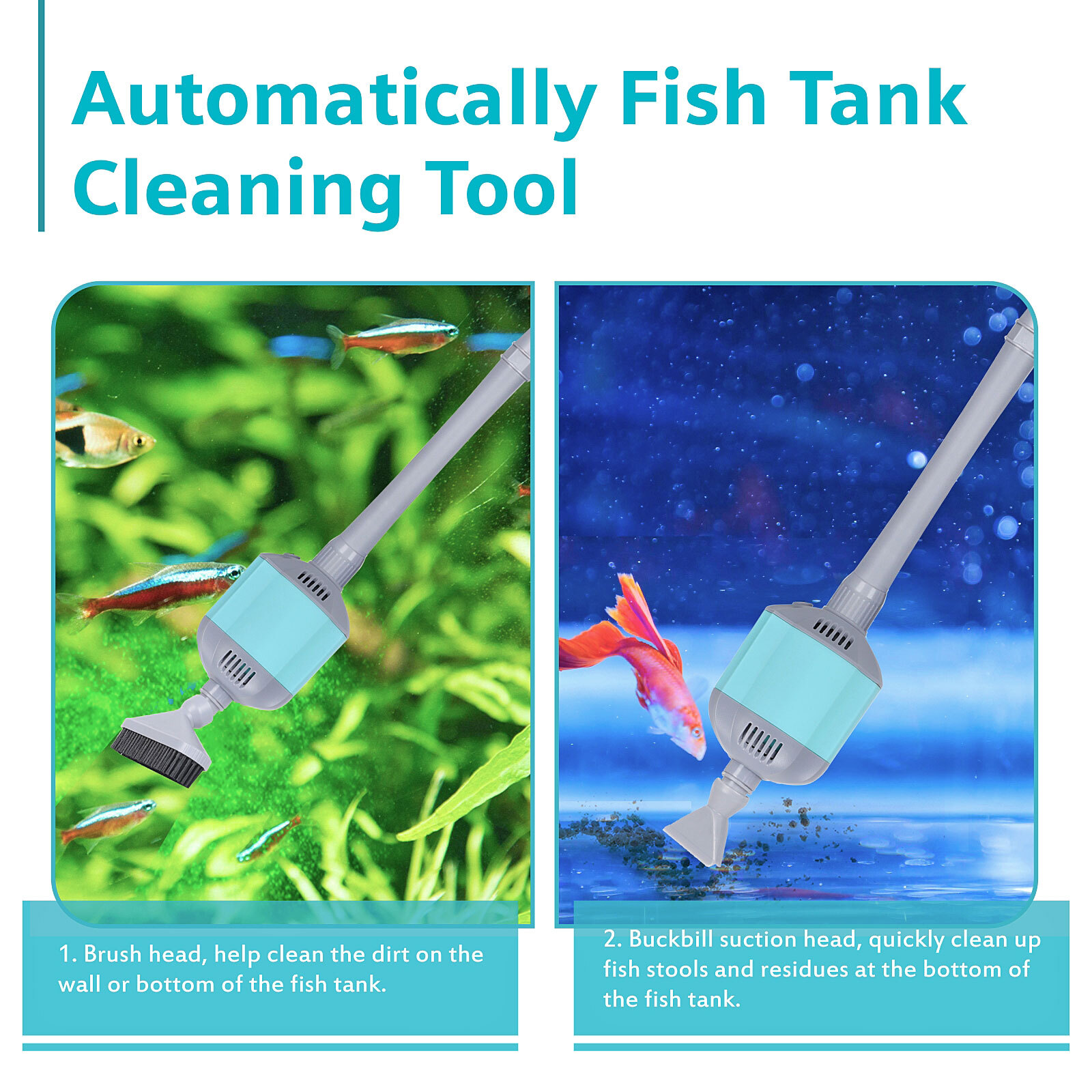 hygger 360GPH Electric Aquarium Vacuum Gravel Cleaner Adjustable Automatic