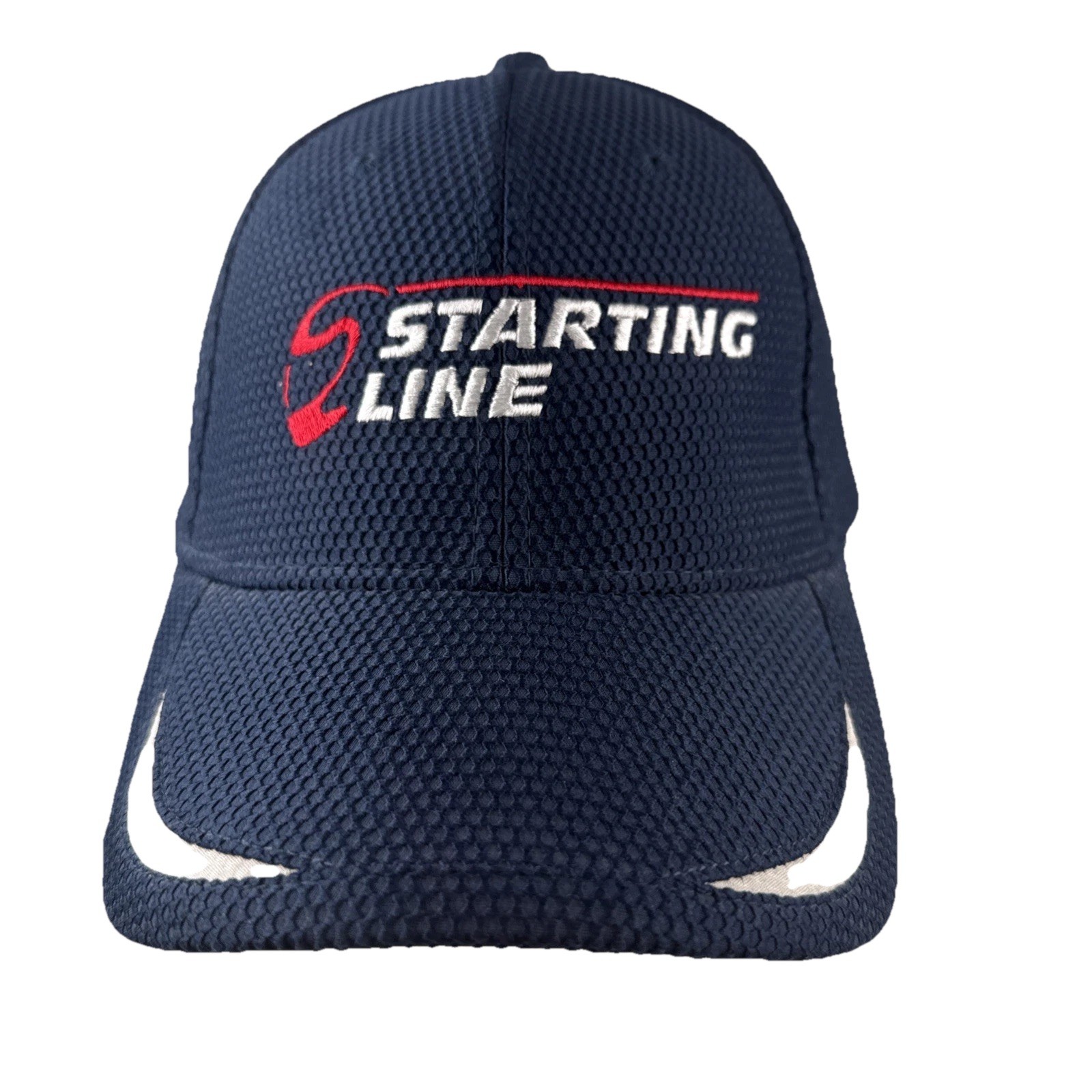 Starting Line white red logo on Navy blue Golf Hat Cap SCCA Tire Rack Hook Loop