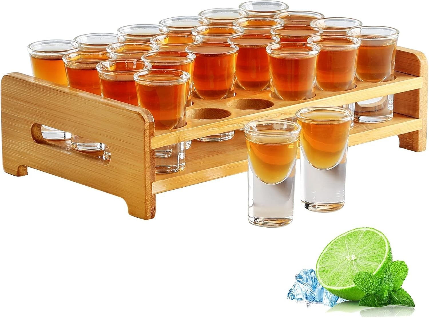 Shot Glass Set 0.7oz/20ml 24pcs Clear Shot Glass Holder Set Mini Shot Glass P…