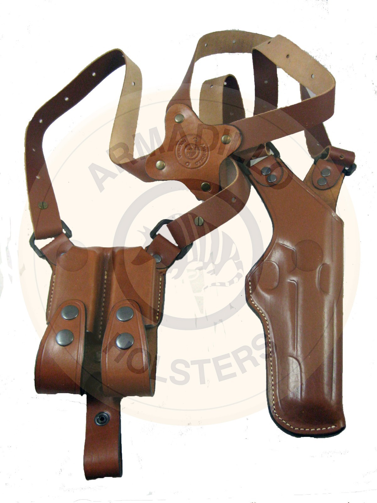 Left Armadillo Tan Leather Vertical Shoulder Holster for railed 1911 P2VRL-1911