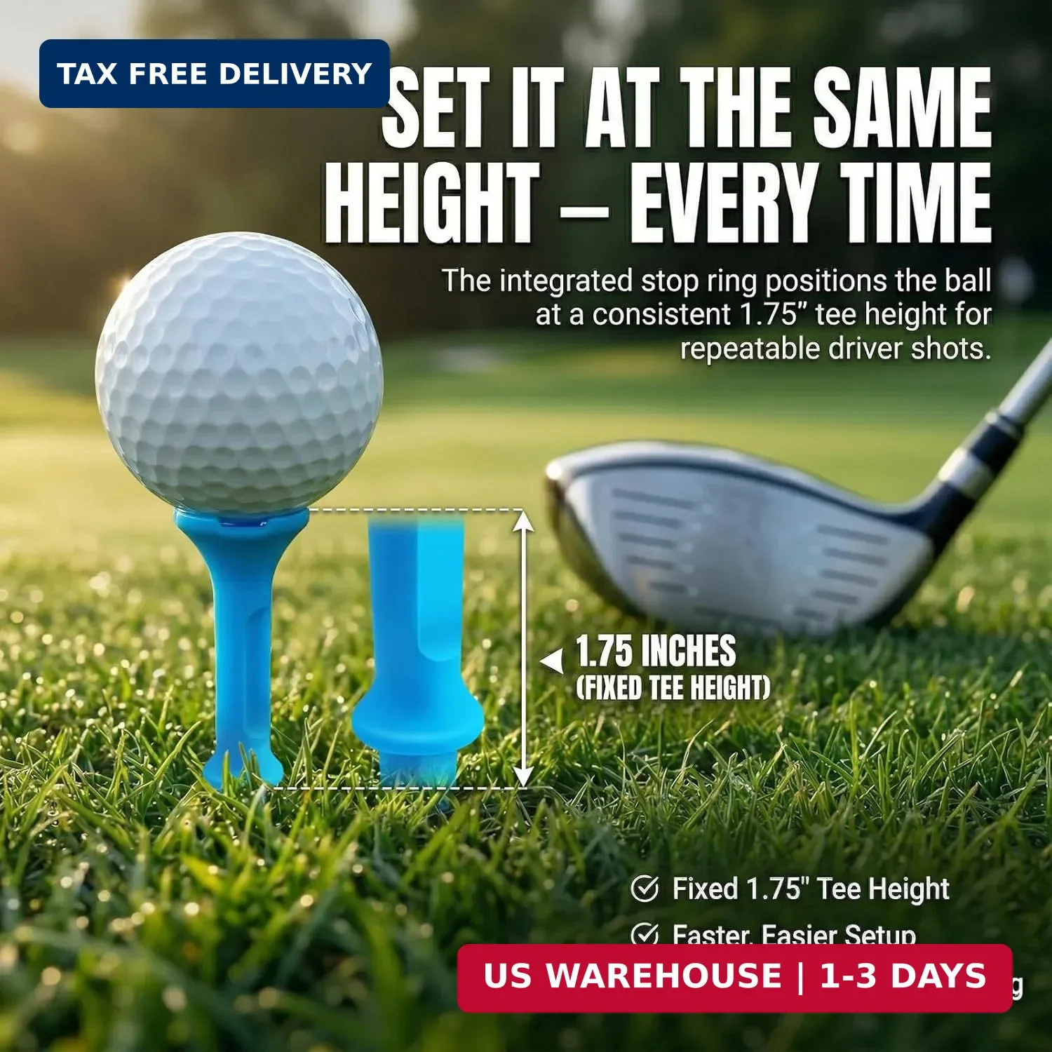 Stepped Golf Tees, 110 Count Plastic Golf Tees, Fixed Tee Height Golf Tees with