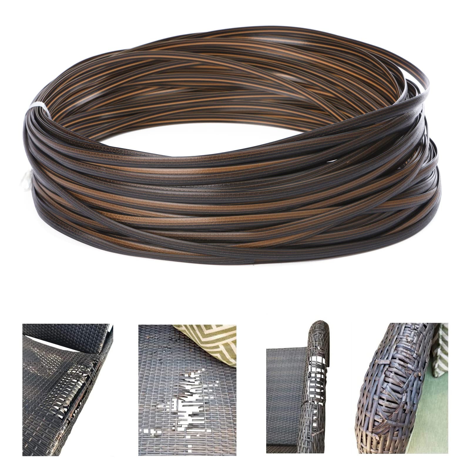 Laphivieh 120 Ft Wicker Repair Kit, Plastic 0.55 Lbs, Gradient Dark Brown