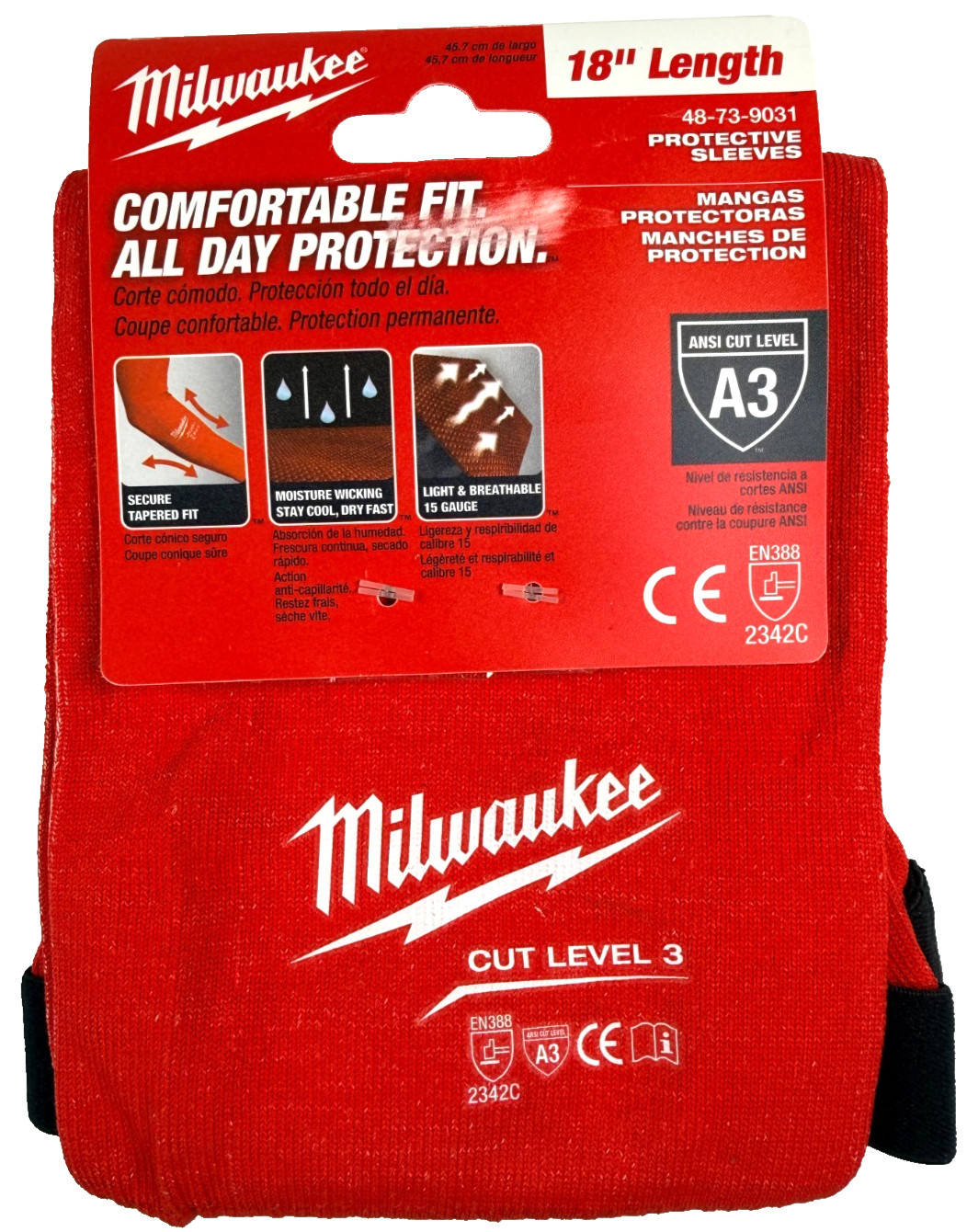 Milwaukee Tool 48-73-9031 18 In. Level 3 Cut Resistant Protective Sleeves - NEW!
