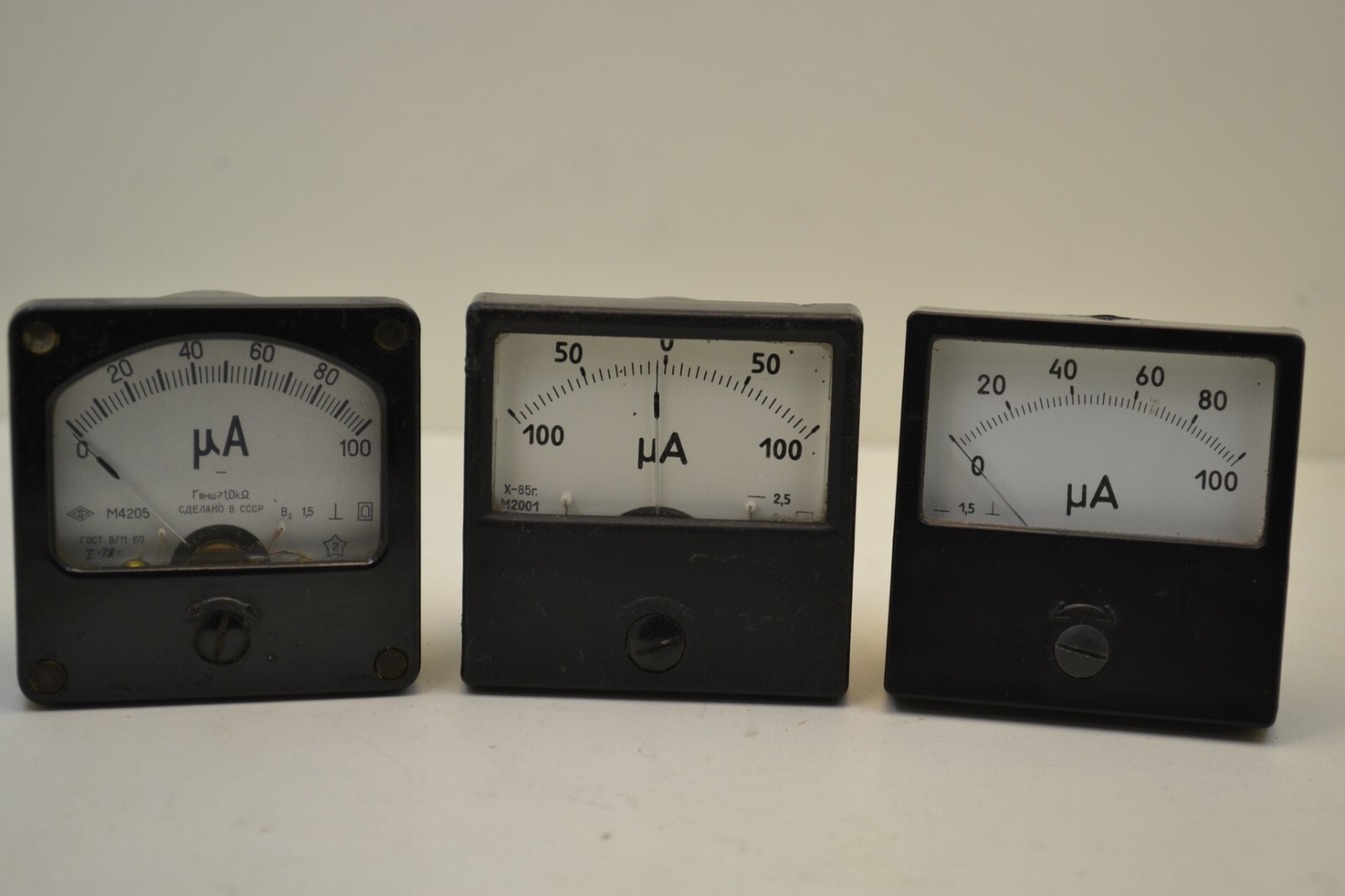 Vintage DC microammeters 60x60mm(2.2"x2.2") -Bakelite analog ammeter - Steampunk
