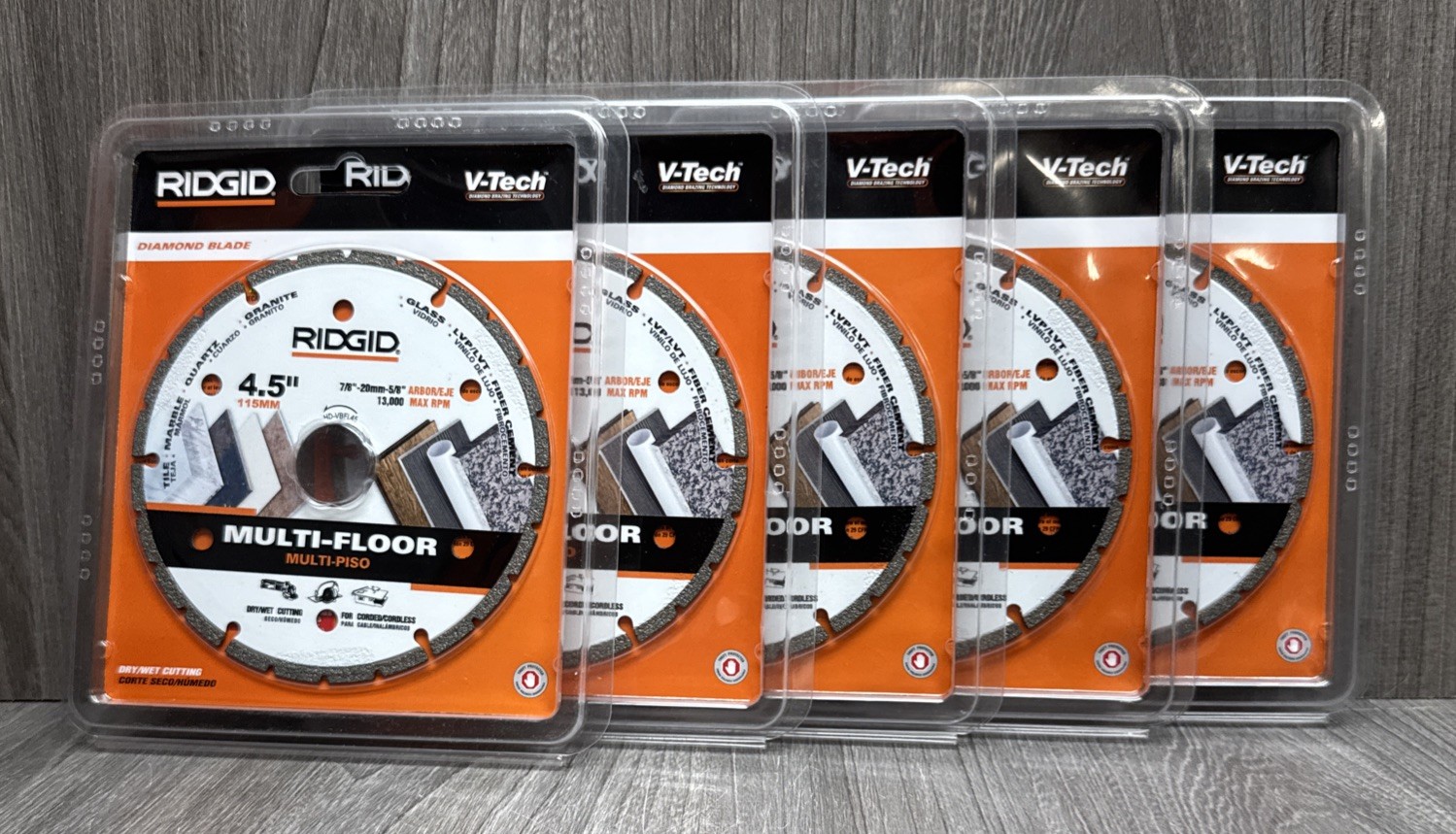 LOT OF 5 RIDGID 1009602231 4.5" Multi-Floor V-TECH HC-VBFL45 Diamond Blade