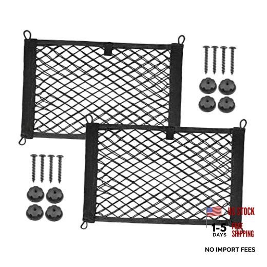 2 Pack Universal Mesh Cargo Net， Stretchable Elastic Automotive 17.7 x 9.8 Inch