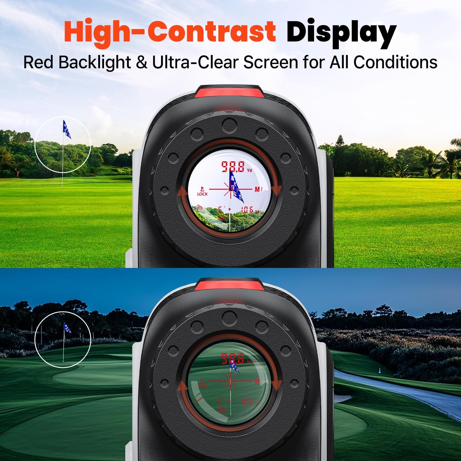 Golf Laser Rangefinder with Slope, 1500Y Range Finder, 0.3s Flagpole Locking ...