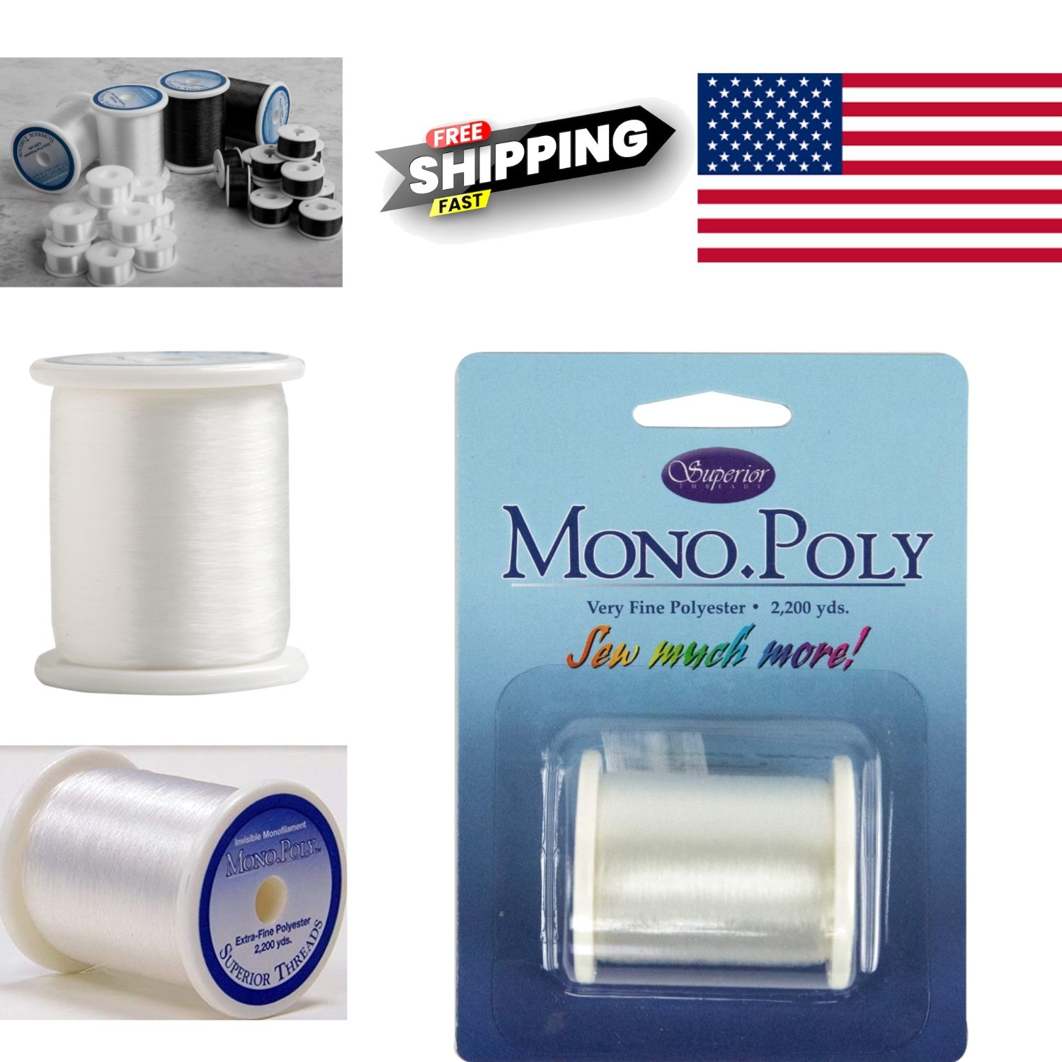 Invisible Crafting Thread 2200 Yard Clear 100 Percent Polyester for Projects