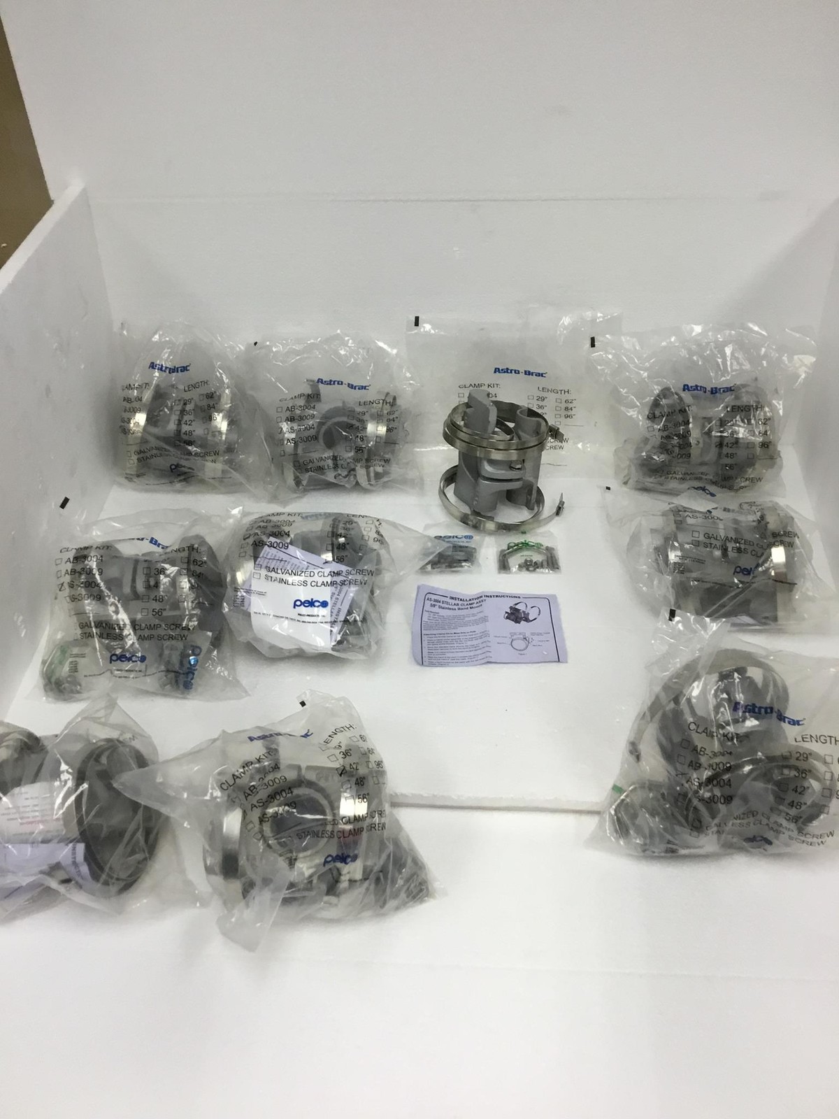 22x NEW Astro-Brac Pelco AS-3004 Clamp Kit 56" w/AB-0256 U-Bolt & AB-0204-GLV