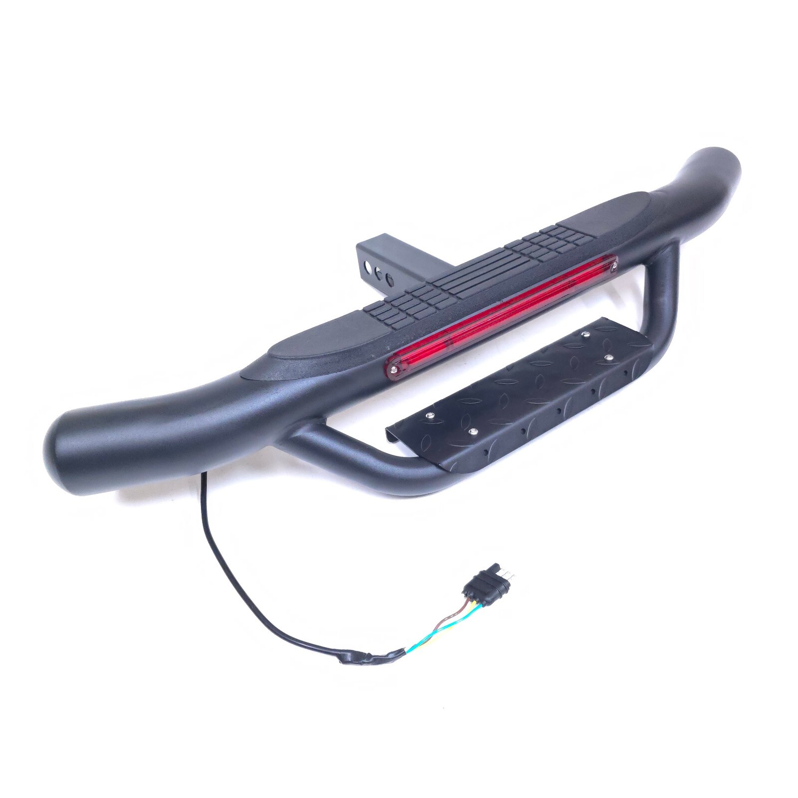 Black Heavy Duty Tow Hitch Step Bar LED Brake Light 2" Receiver w/Drop Step 36"L