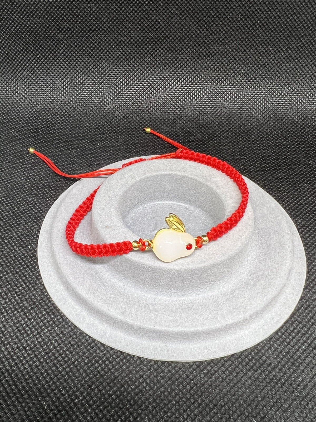 Red String Protection Bracelet, White Jade Rabbit Adjustable Bracelet, Gift Idea