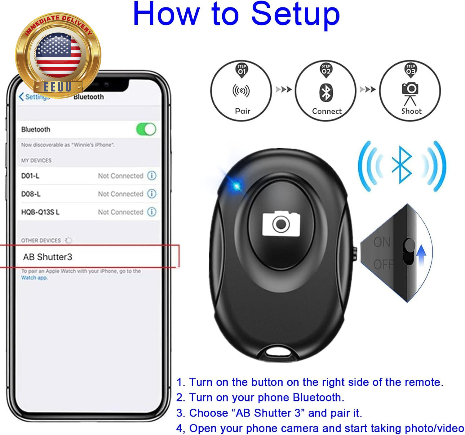 Wireless Camera Shutter Clicker | Camera Shutter Remote Control for Iphone & And
