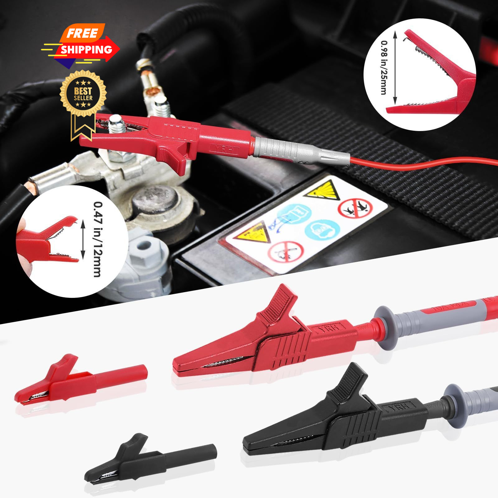 EDGELEC 28 Pcs Multimeter Test Leads Kit with Replaceable Gold-Plated red