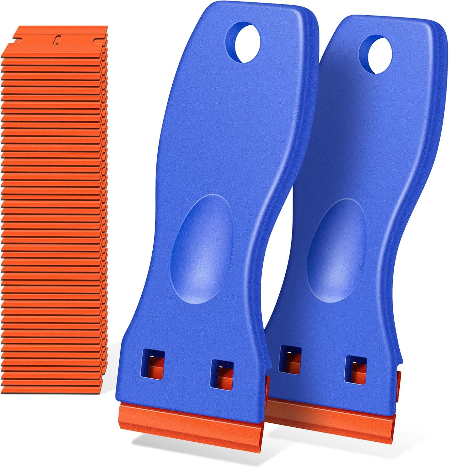 Plastic Razor Blade Scraper, 2 Pack Razor Scraper with 120 Pcs Razor Blades f...