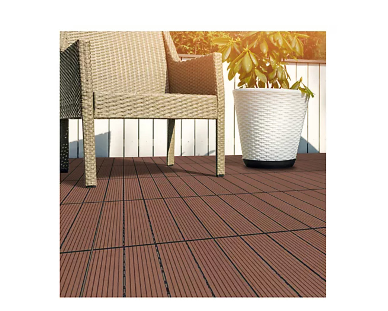 Pure Garden Patio Floor Tiles Set of 6 Wood/Plastic Deck Tiles