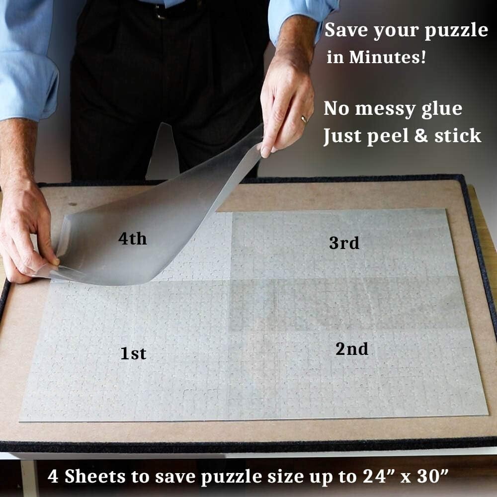 Extra Large Clear Glue Sheets for Puzzle Framing – 20 Thick Adhesive Sheets
