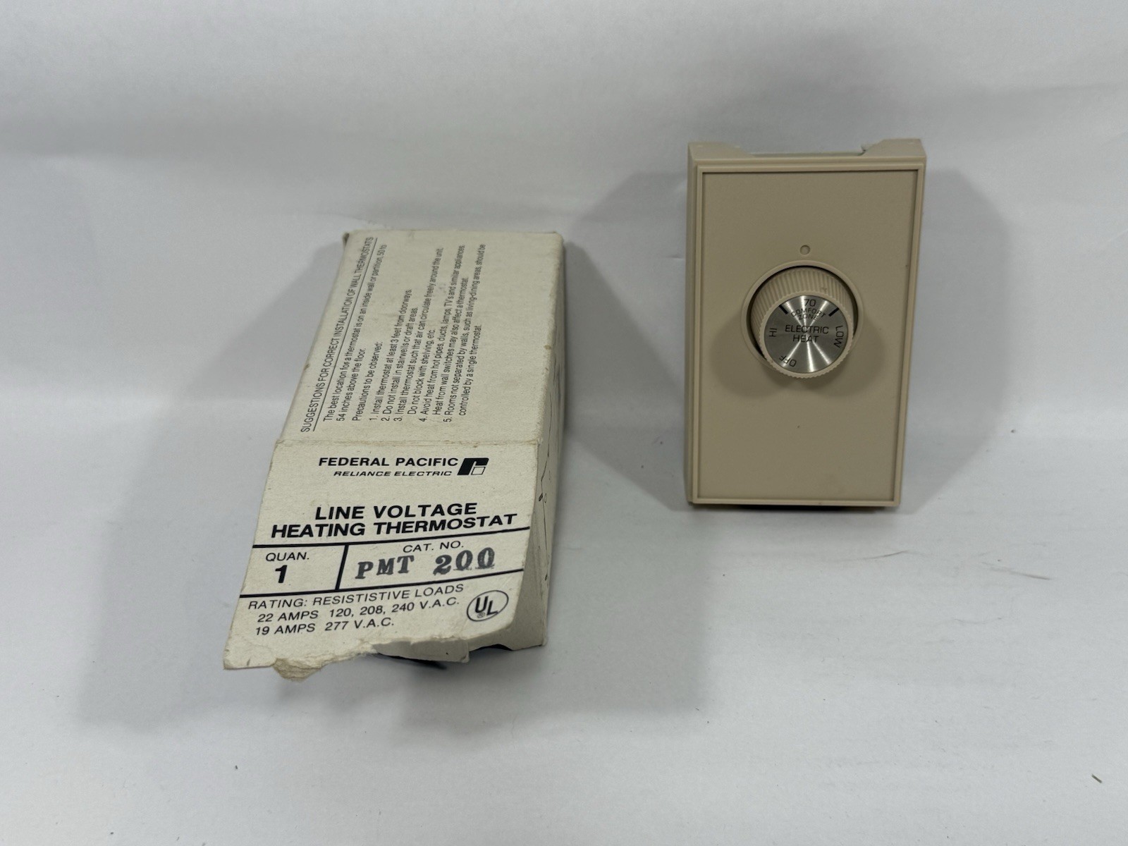Federal Pacific PMT 2 Electric Heat Wall Thermostat NOS
