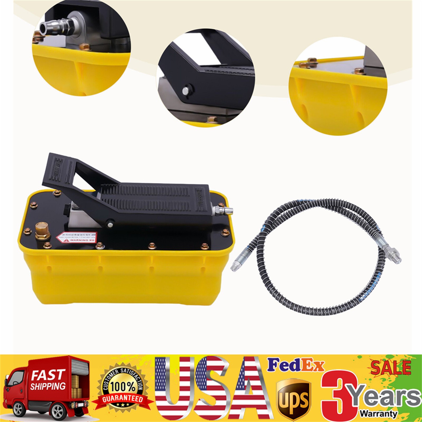Air Hydraulic Jack Pump Rotary Lift 10,000 PSI with 2.3L Reservoir NEW