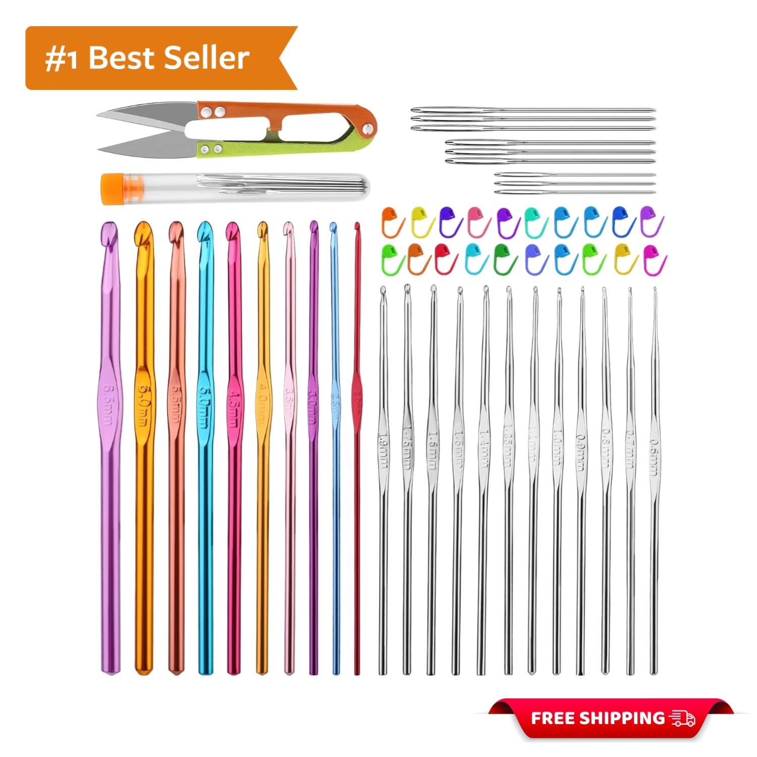 Colorful 54-Piece Crochet Hooks Set for Beginners - Comfortable & Versatile