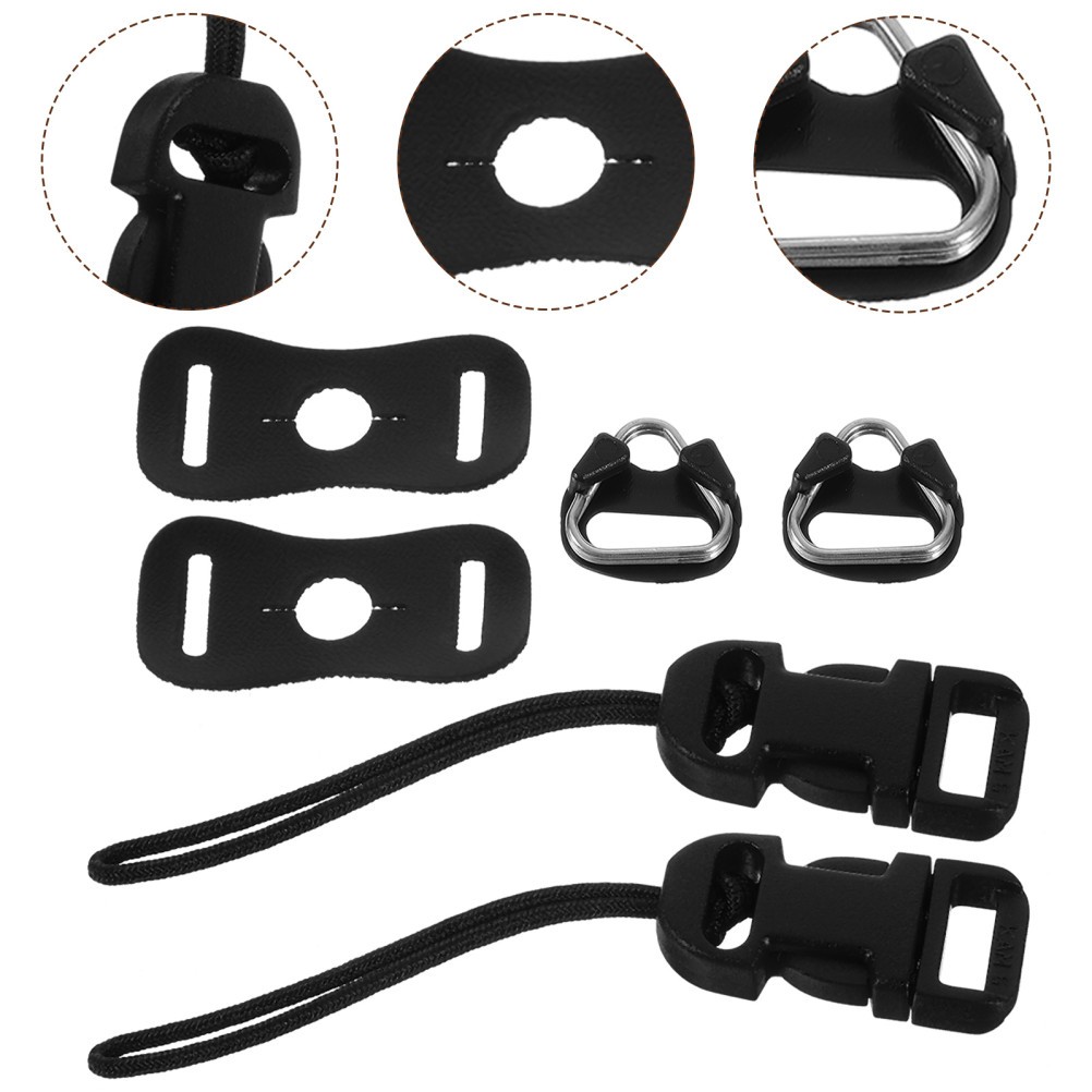 1 Set Reusable Camera Strap Adapter Clips with Lug Rings Black ABS