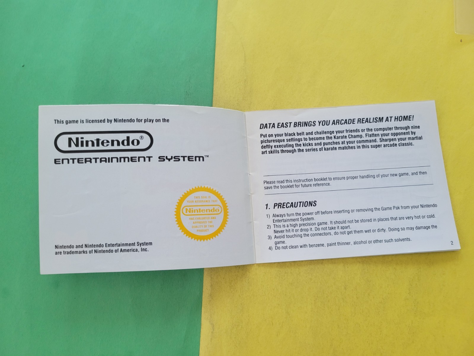 Karate Champ Nintendo NES Manual Only ~ Instruction Booklet