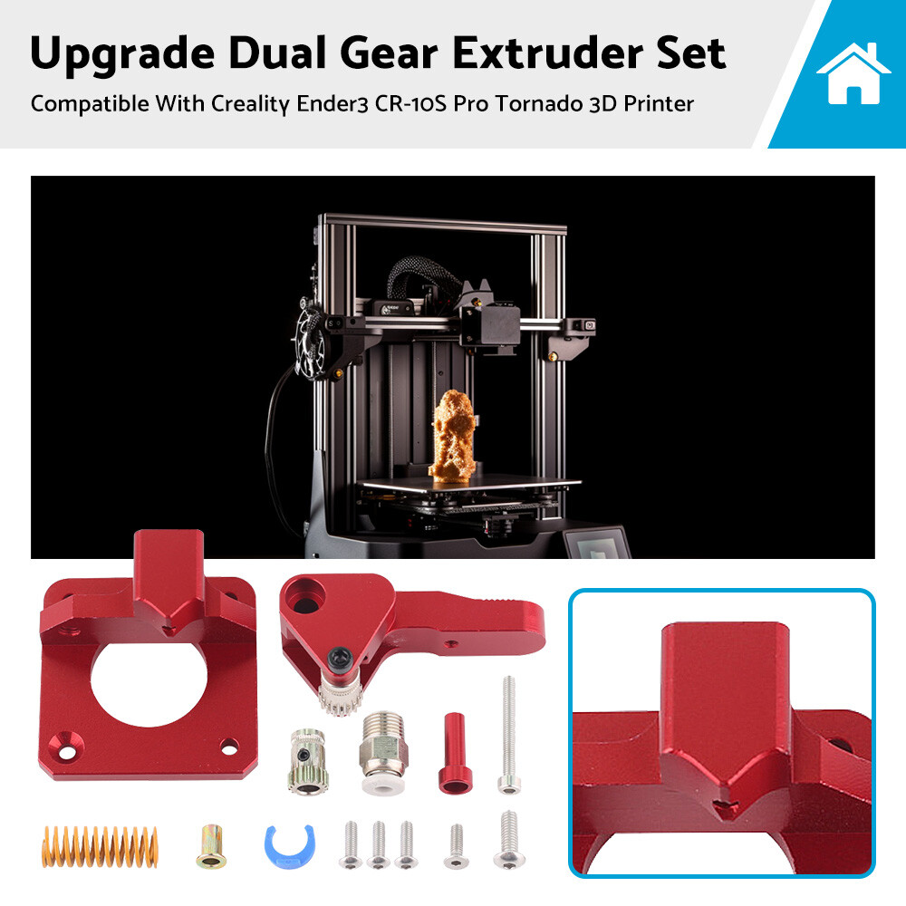 Upgrade Dual Gear Extruder Set Suitable for Creality Ender3 CR-10S Pro Tornado