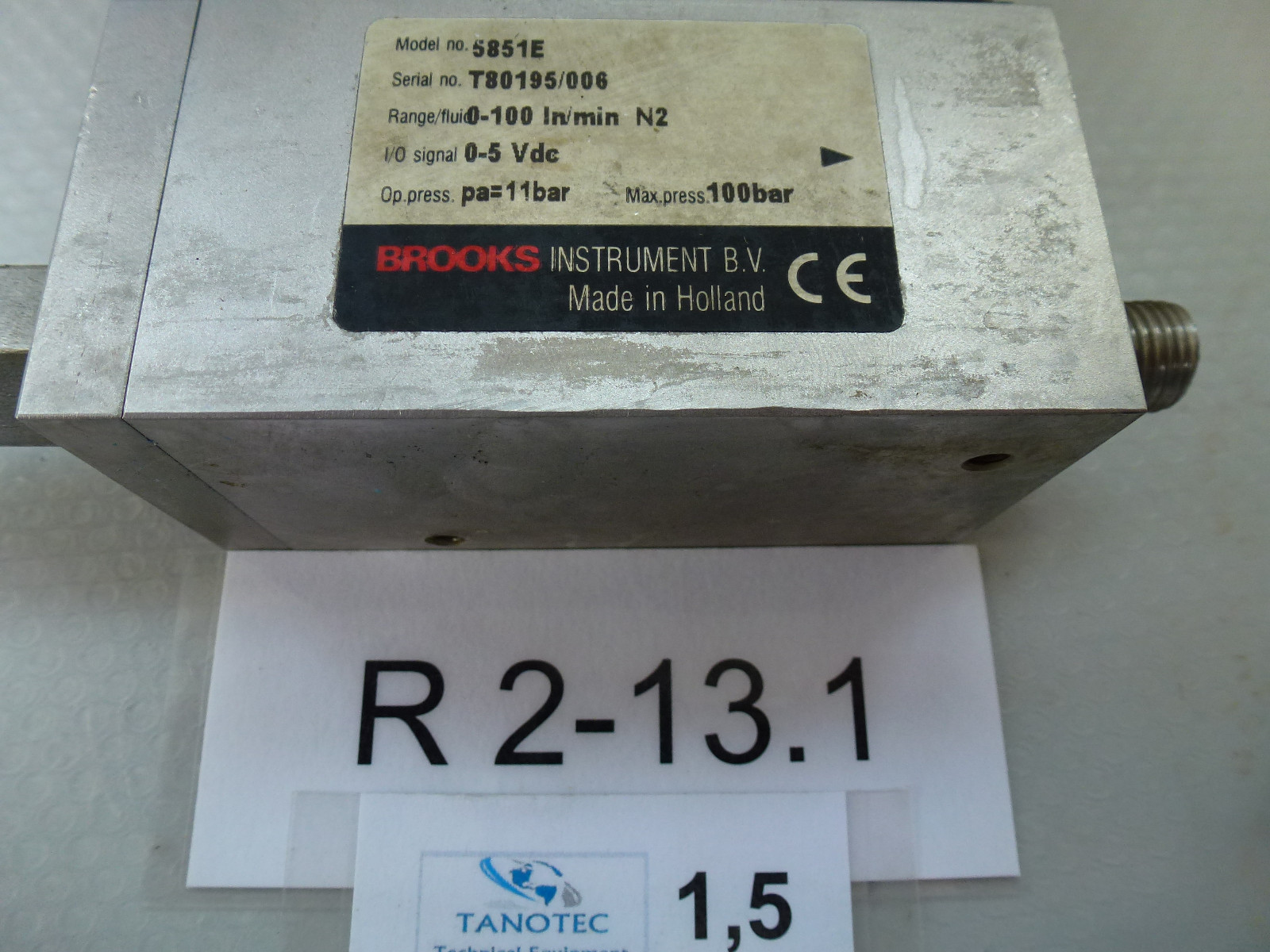 Brooks 5851E Mass Flow Controller Flow Meter 0-100In/min