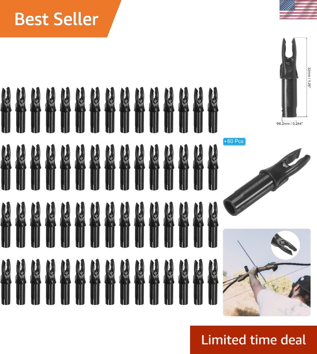 Black Arrow Nocks - Ideal Insert Design for Optimal Arrow Flight Performance