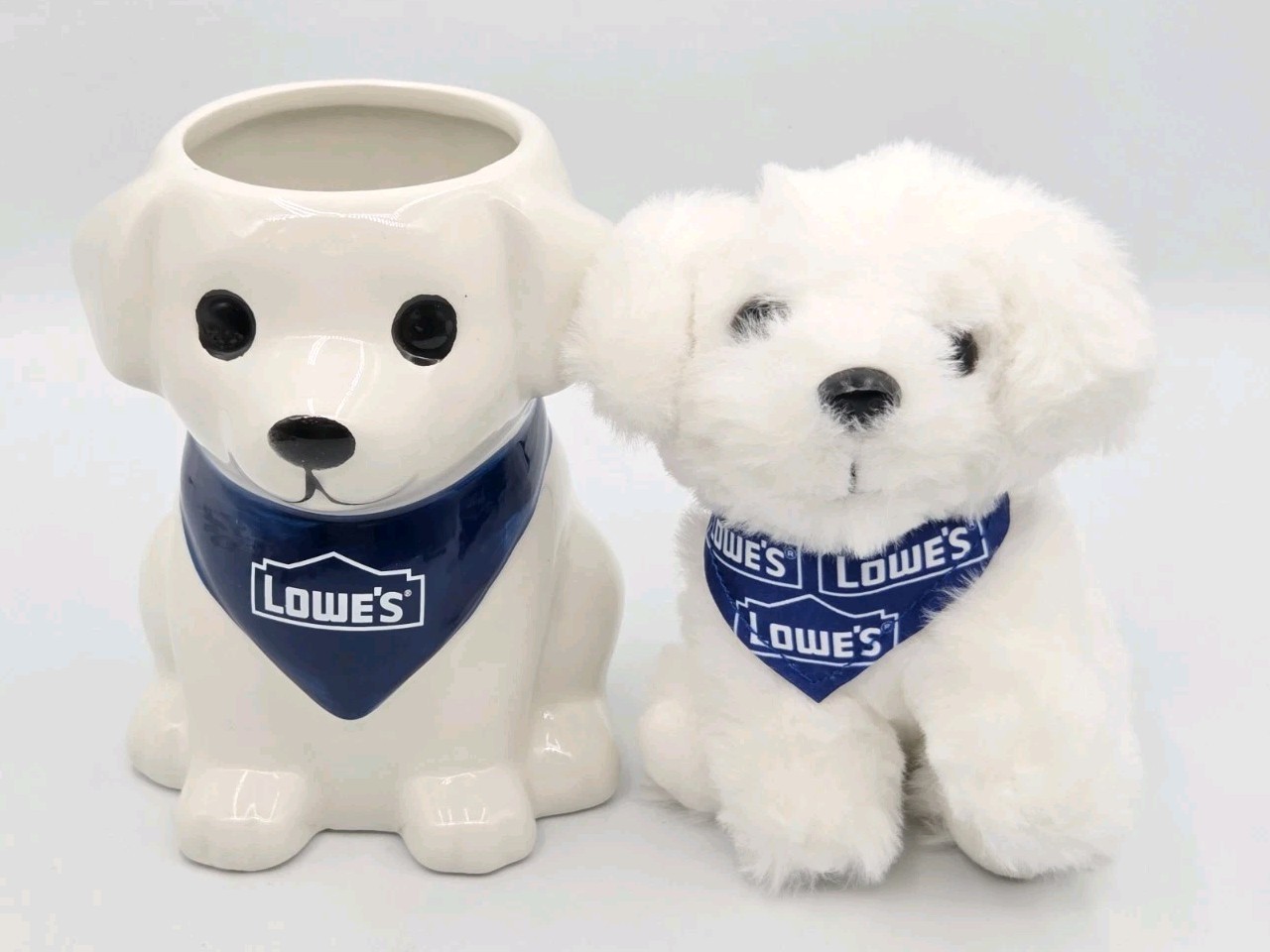 Lot Of My Lowes Rewards White Ceramic Puppy Planter 2026 and Plush Dog 2025