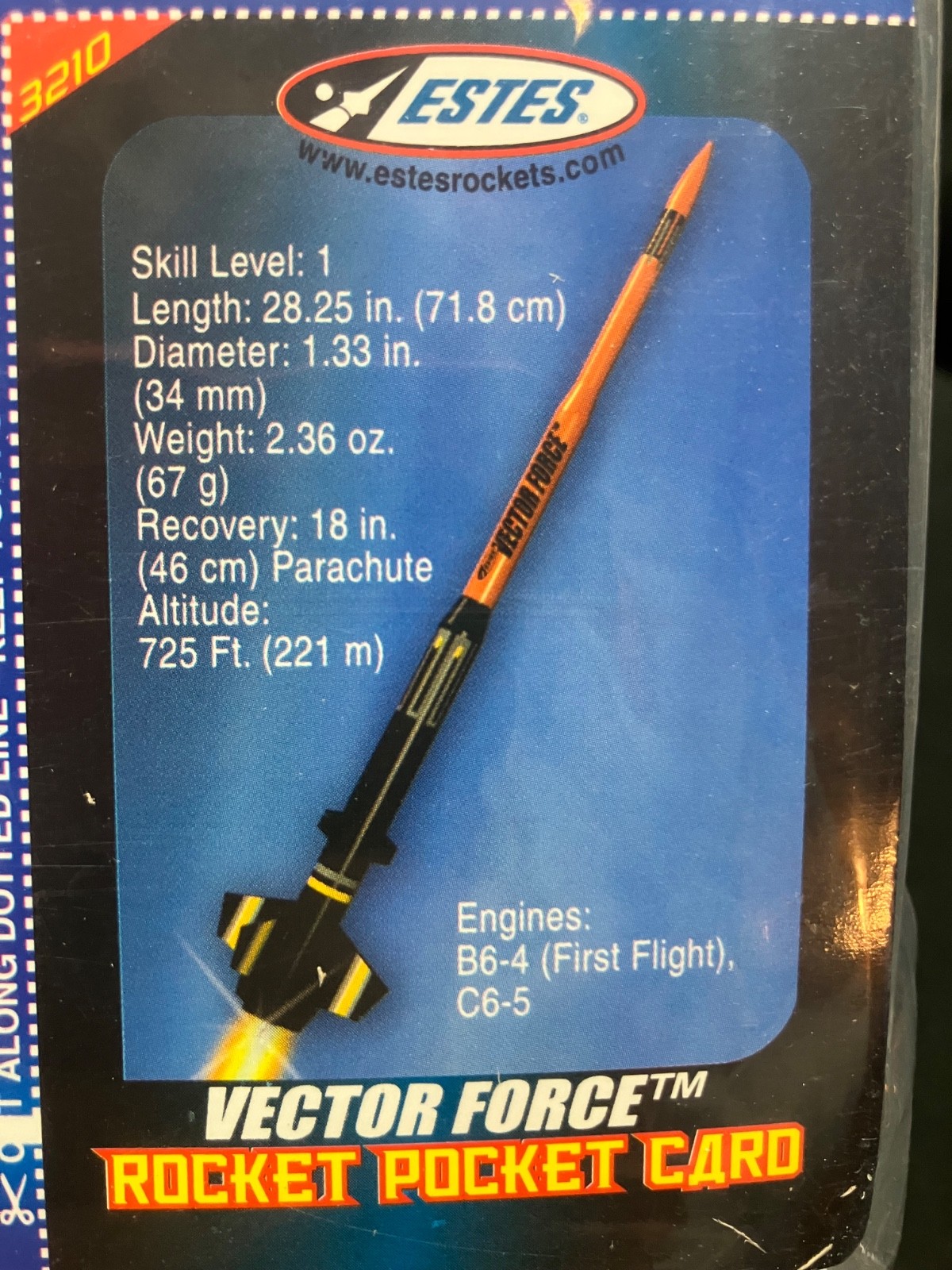 Estes Vector Force Flying Model Rocket Kit #3210 - Sealed