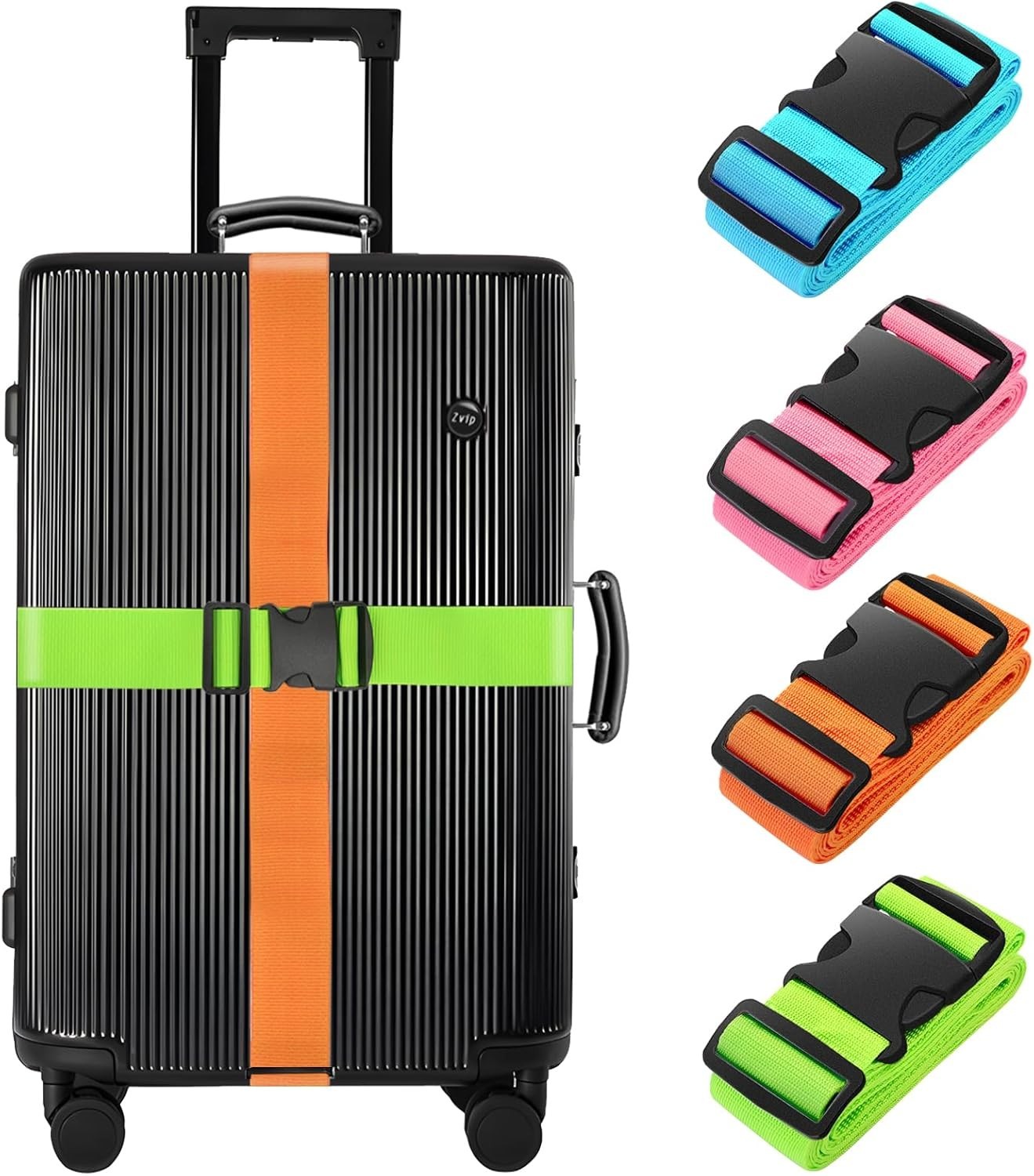 4 Pack Luggage Straps 79" Long Belts Keep Suitcase Secure While Traveling, TSA A