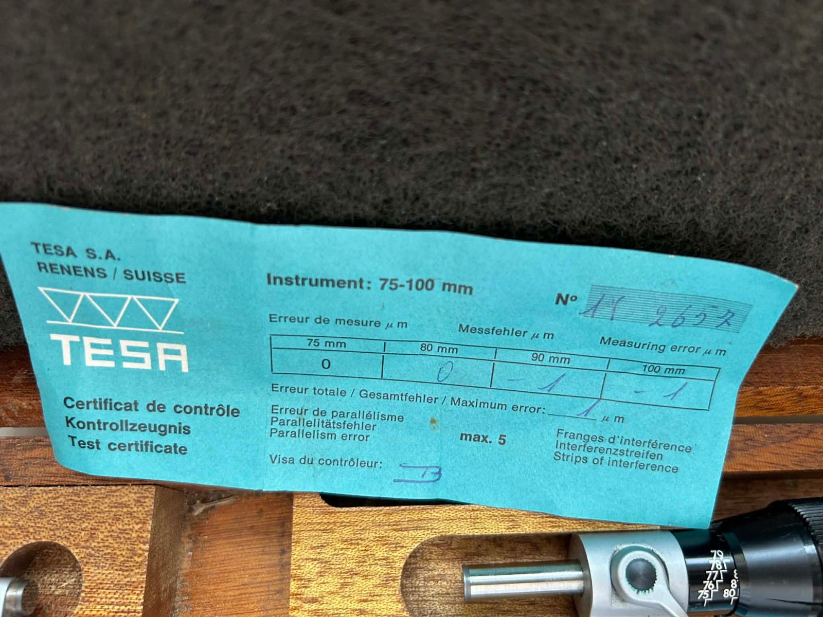 Tesa Micrometer 75-100 mm Micrometer with Counter