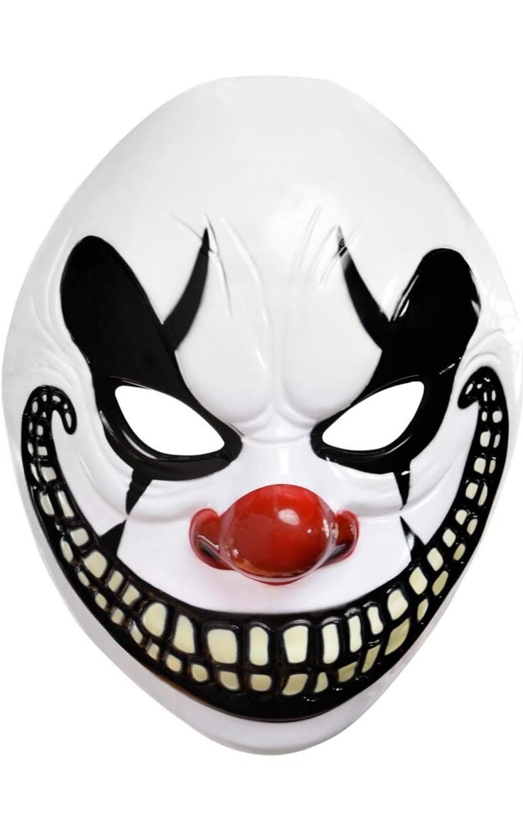 🔥EVIL CLOWN Plastic Face Mask - Halloween Costume Freak Show Adult Size NWT🔥