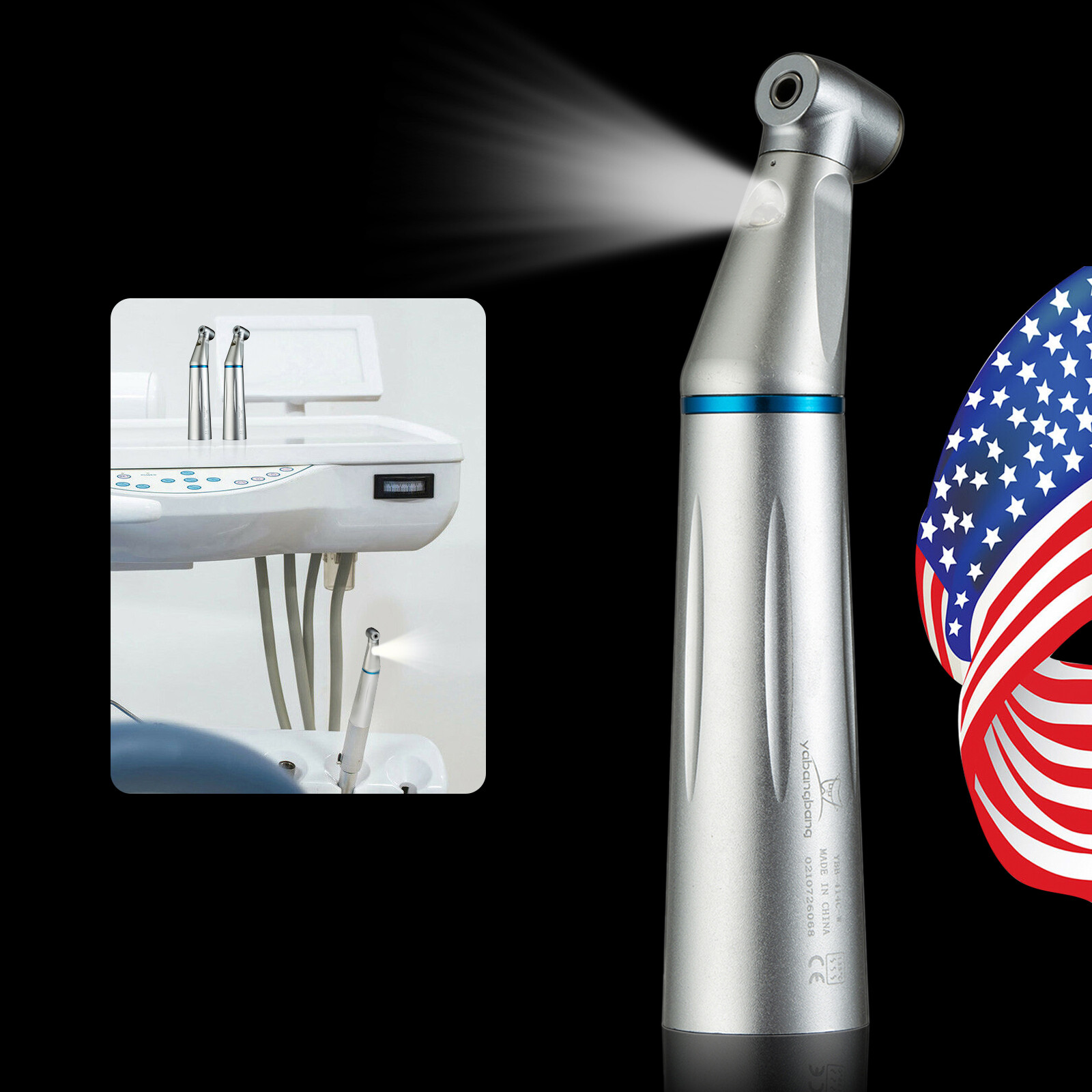 Dental Low Speed LED E-generator Push Contra Angle Handpiece Internal Water YB