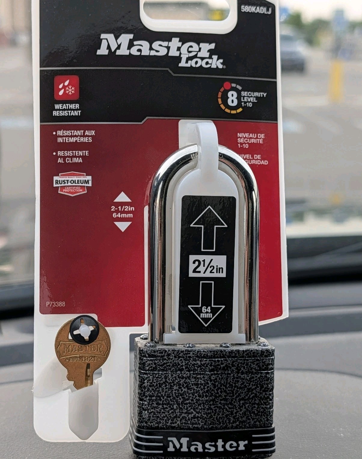 MASTER LOCK 580KADLJ 2.5" SHACKLE Weather Resistant, Padlock Level 8, NEW IOP