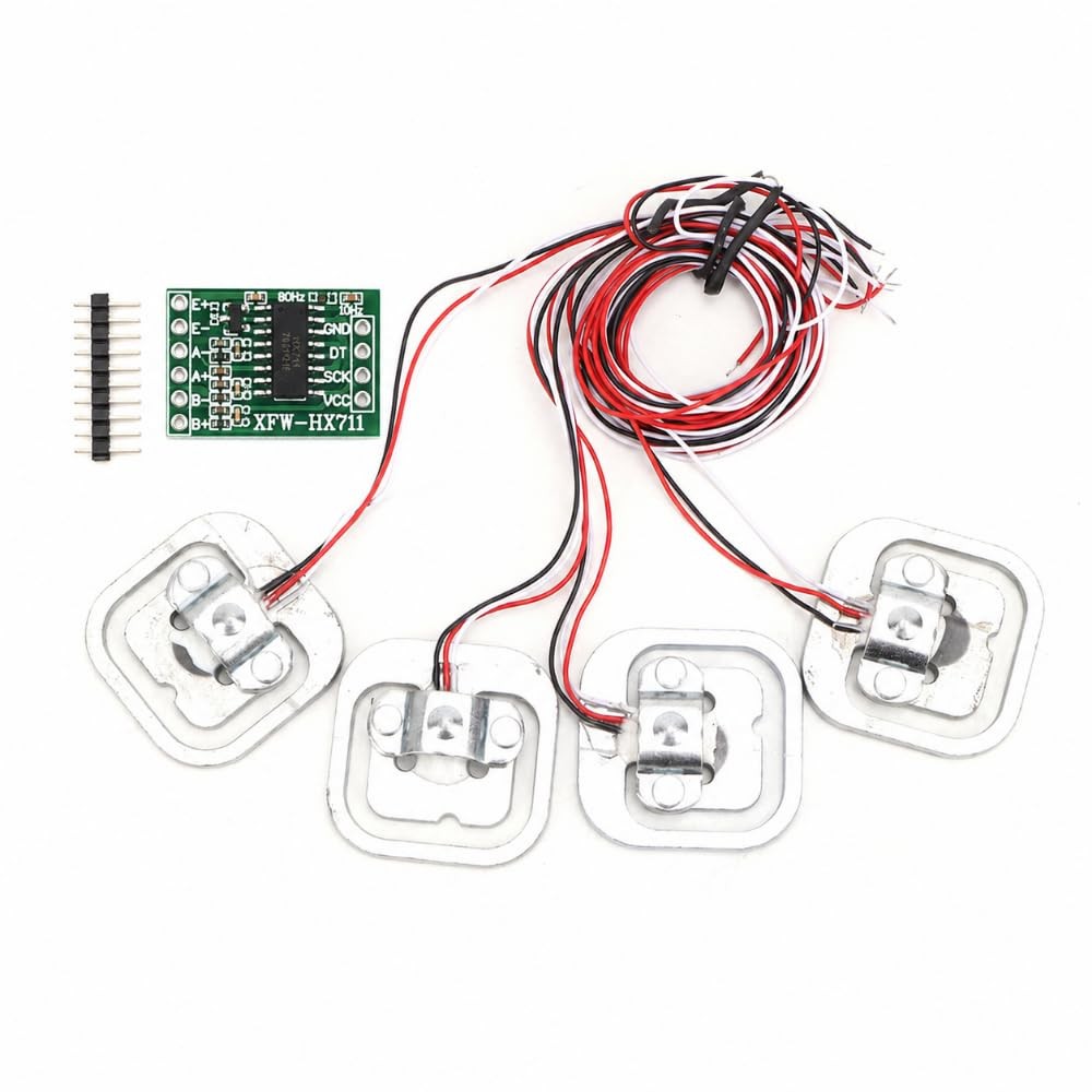 Chiffonade HX711 Weight Sensor Kit 4Pcs 50kg Half-Bridge Strain Gauges + 24-B...