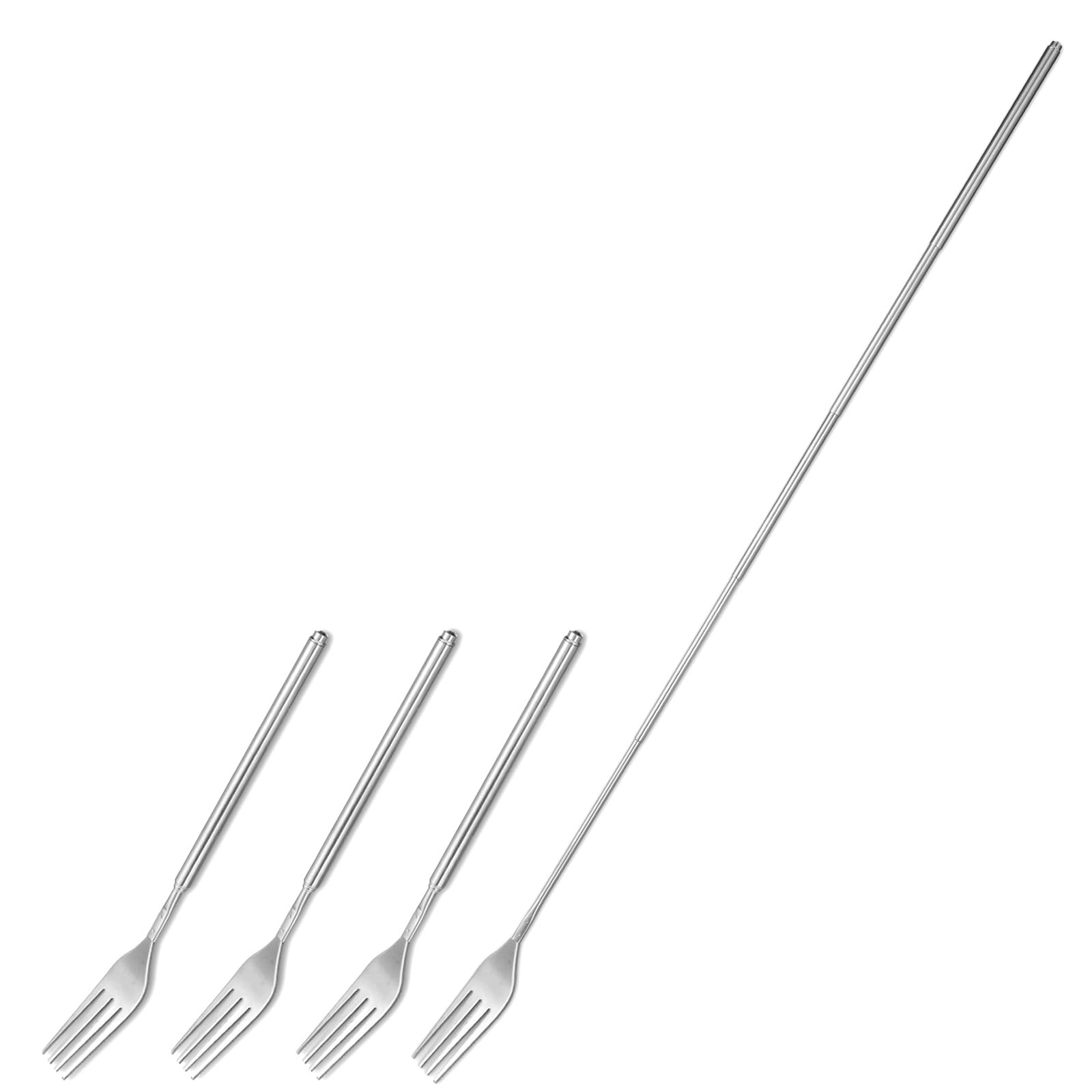 4 Pcs Extendable Forks, 9 to 25.4 Inch Adjustable Stainless Steel Long Fork for