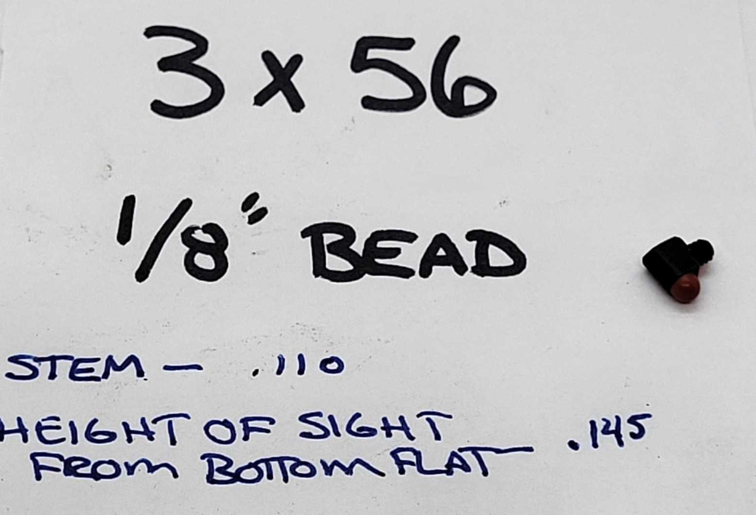 NOS 1 ( ONE ) Red 1/8" diameter Bradley shotgun front sight bead 3x56 TPI .145