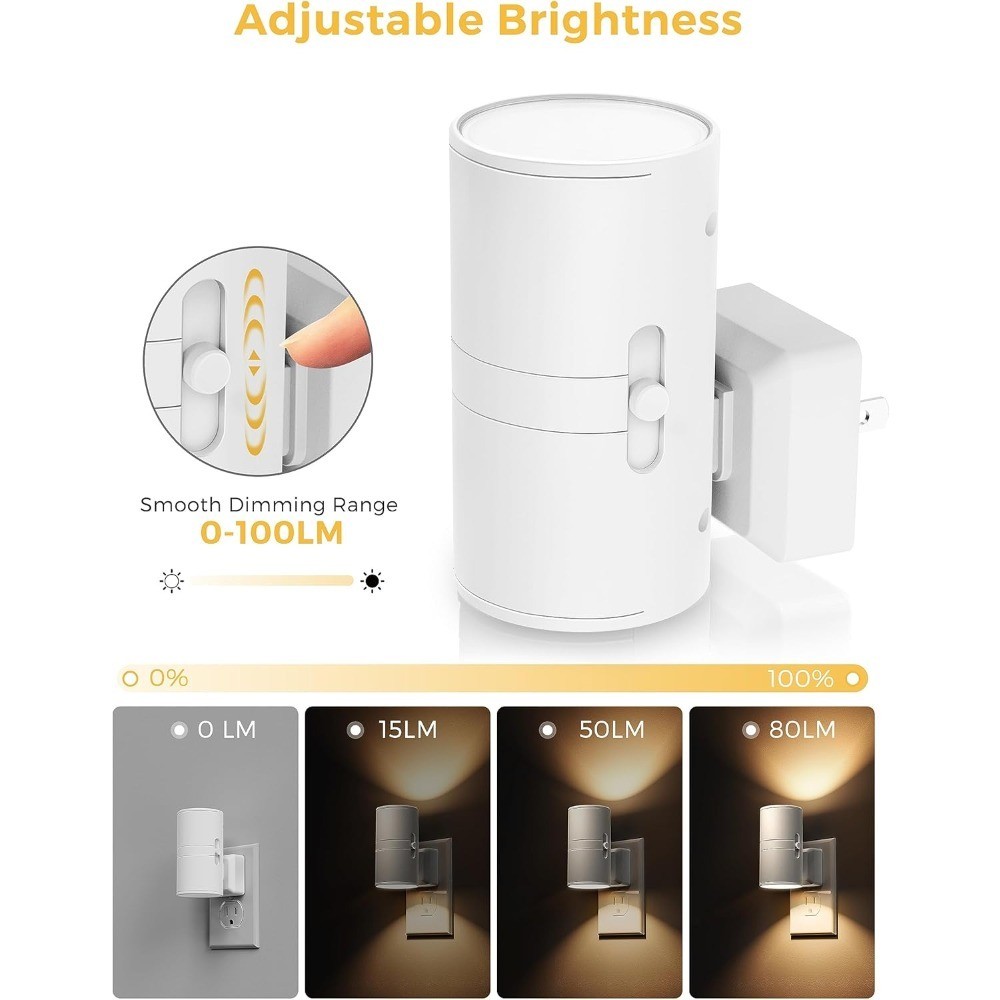 Night Light Plug in, Night Lights Plug into Wall, Light Sensor, 0-100LM Soft