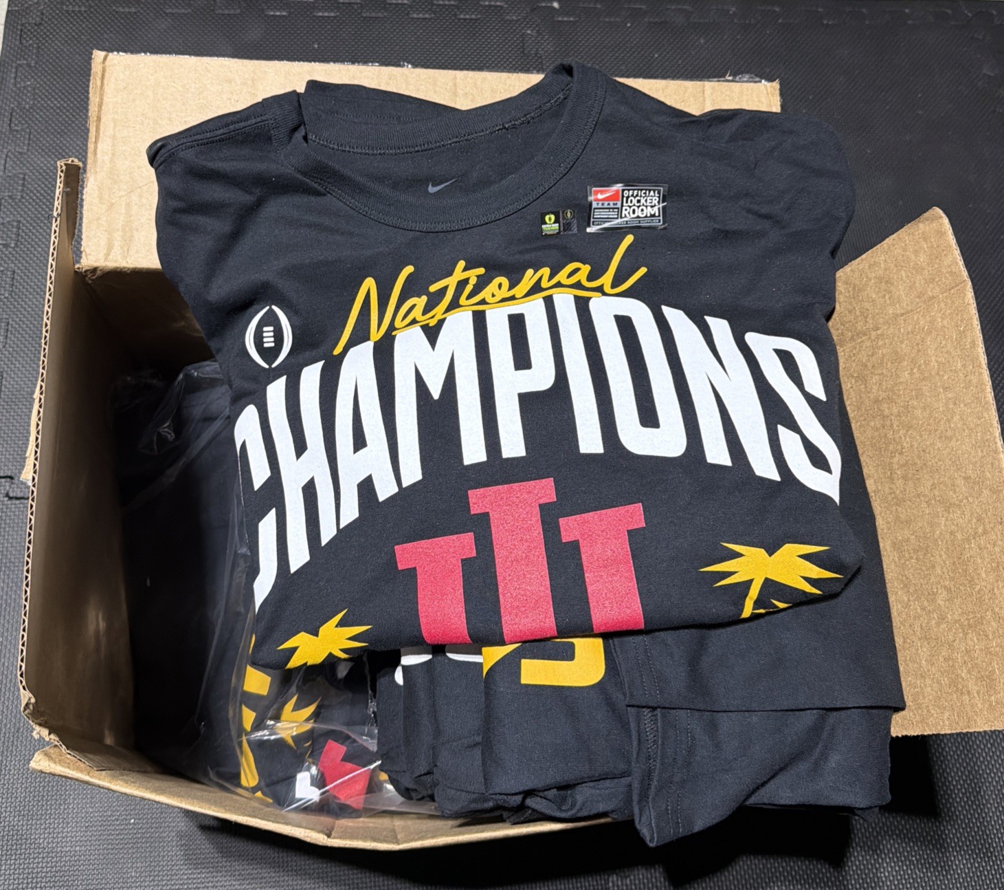 XL Adult Nike Indiana Hoosiers Football 2025 Champions Locker T-shirt Black