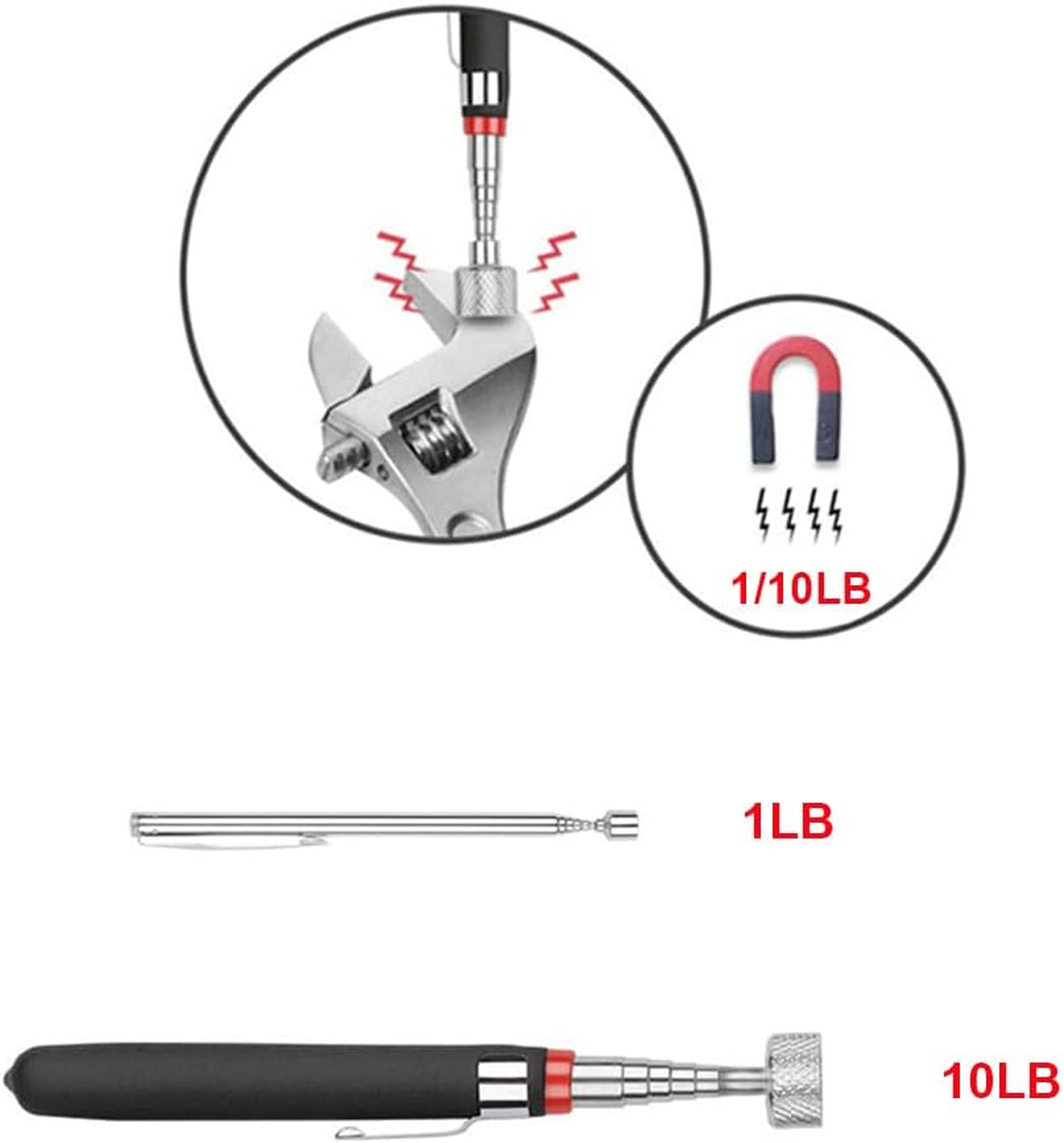 Telescoping Magnet Pick-up Tool Set Bundle of 4 Extendable Bendable Springs Flex