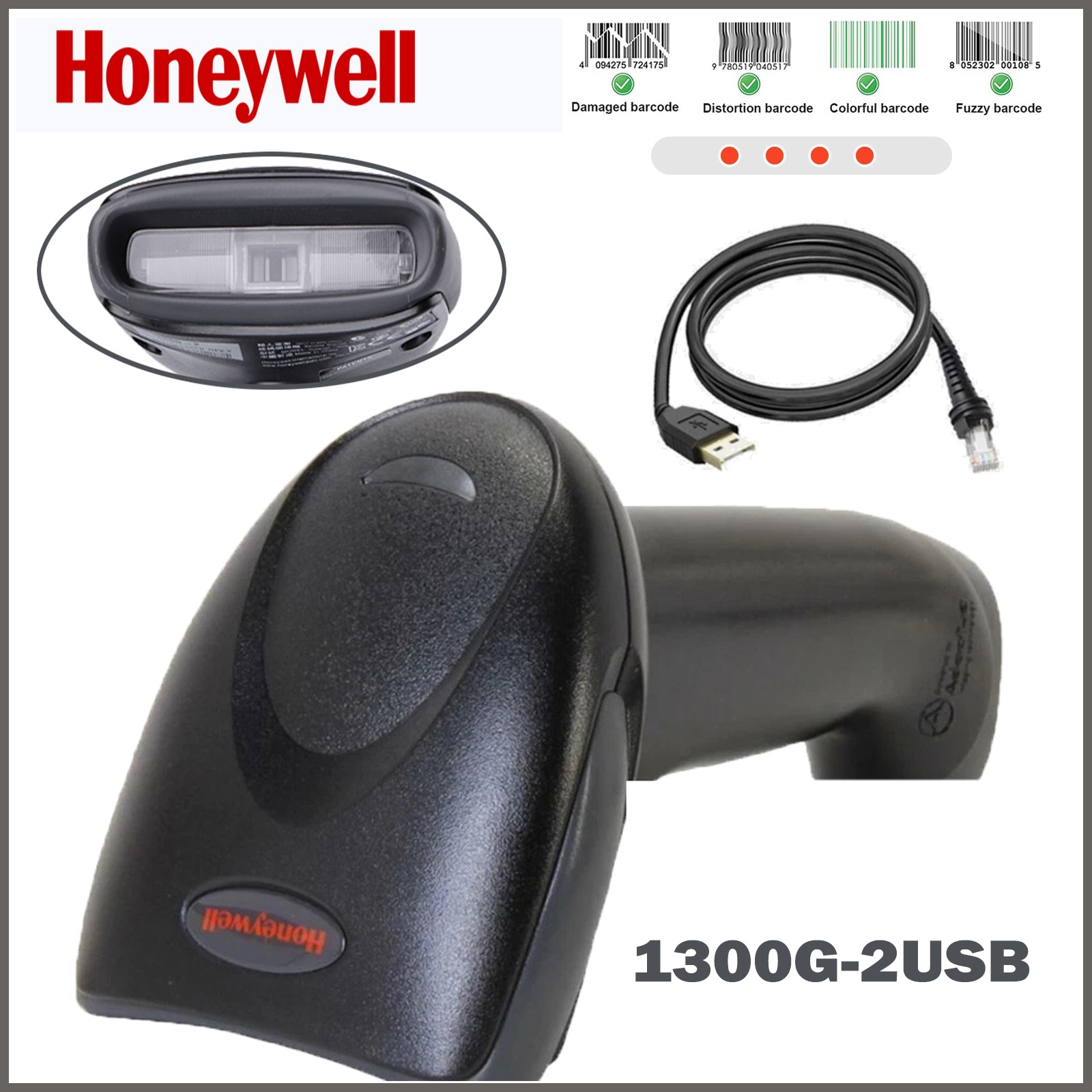 Honeywell Hyperion 1300G-2USB Light Industrial Barcode Scanner Reader USB Cable