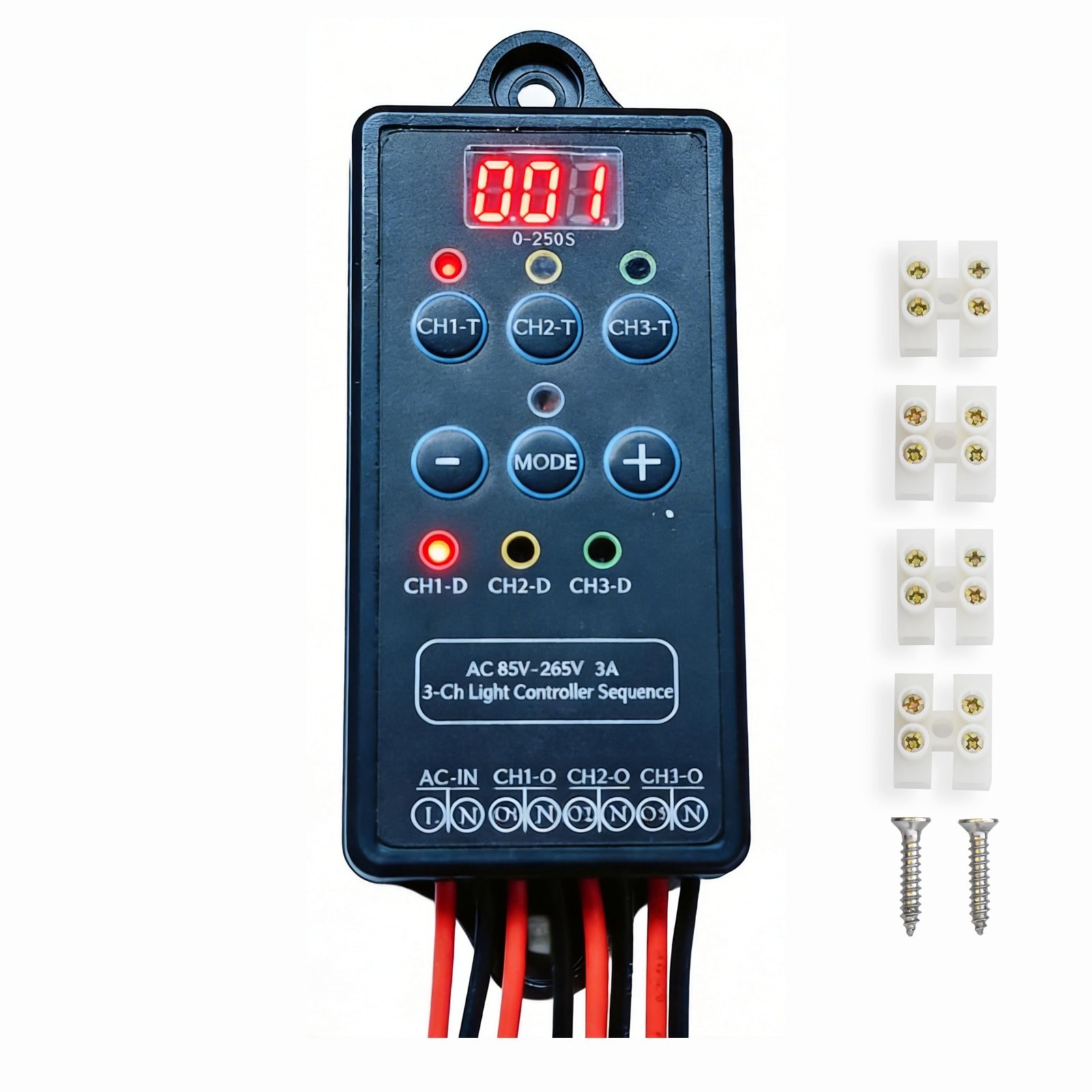 3 Channel Light Controller Sequencer 110/240V, 50+ Modes, Easy Setup, Mini Shell