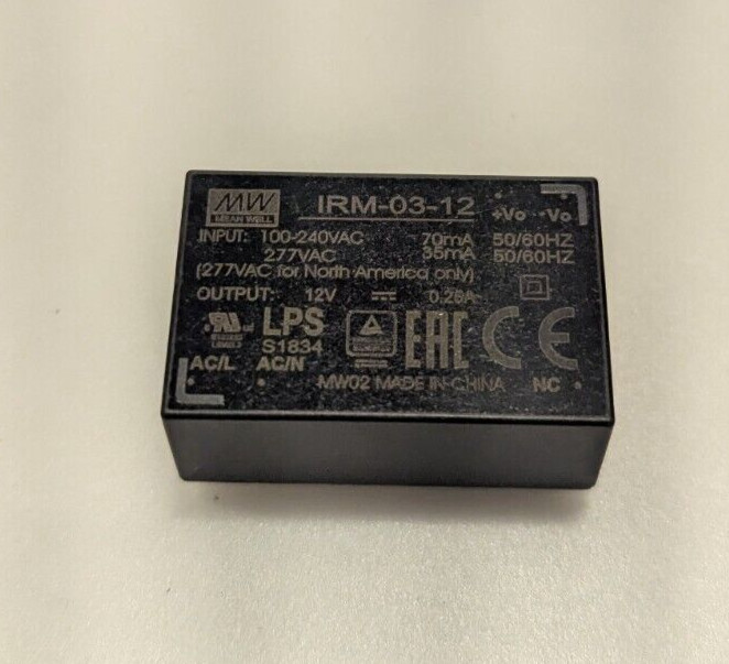 Mean Well IRM-03-12 Enclosed AC DC Converter 1 Output 12V 250mA 85 ~ 305 VAC