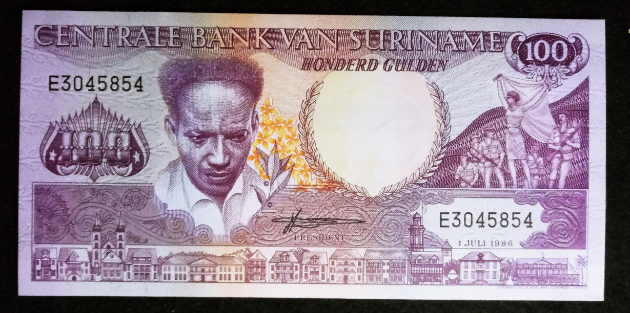 1986 Suriname 100 Gulden Gem UNC